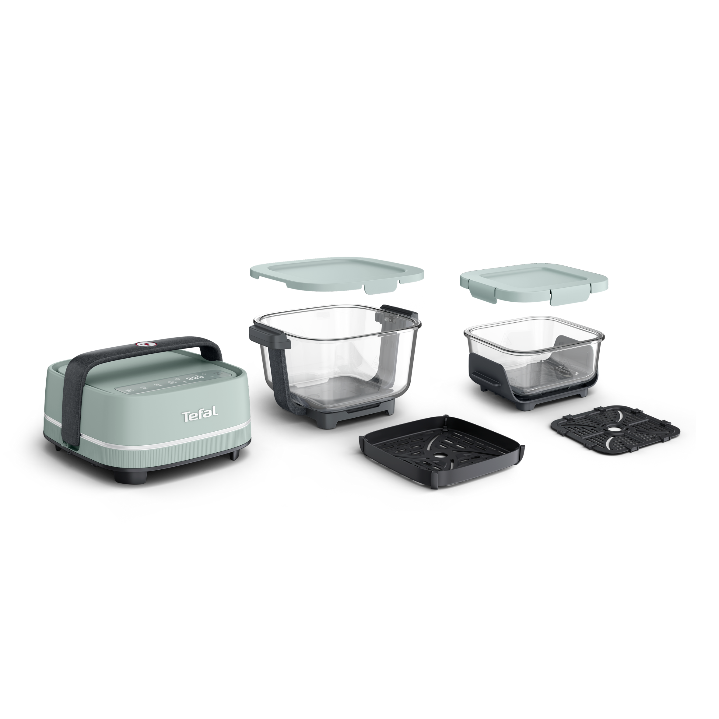 Crisp & Go FB7014 Air fryer met glazen schalen - 1,4 L + 3,8 L - 4 kookstanden