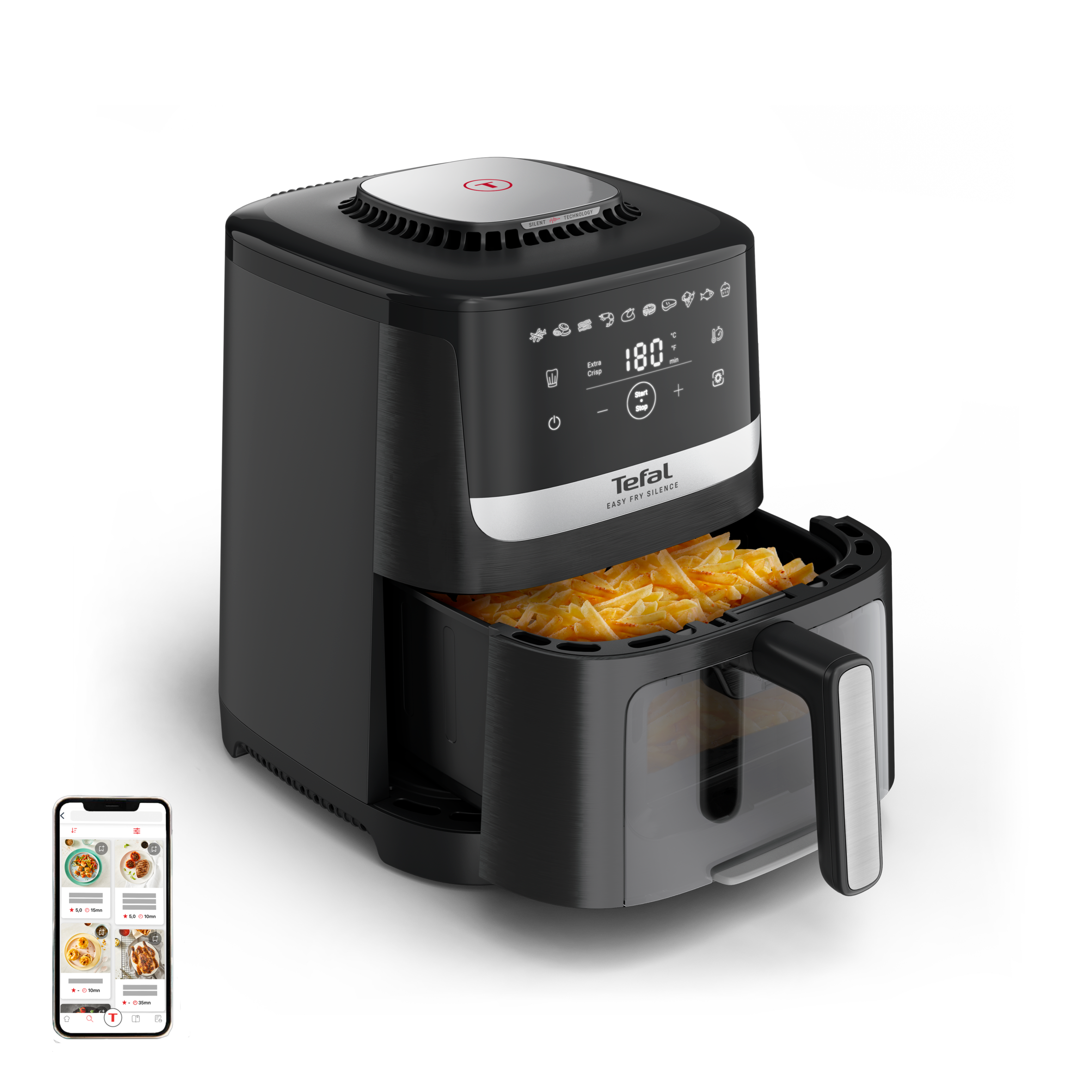 Easy Fry Silence&nbsp;EY5568 5L stille airfryer met kijkvenster
