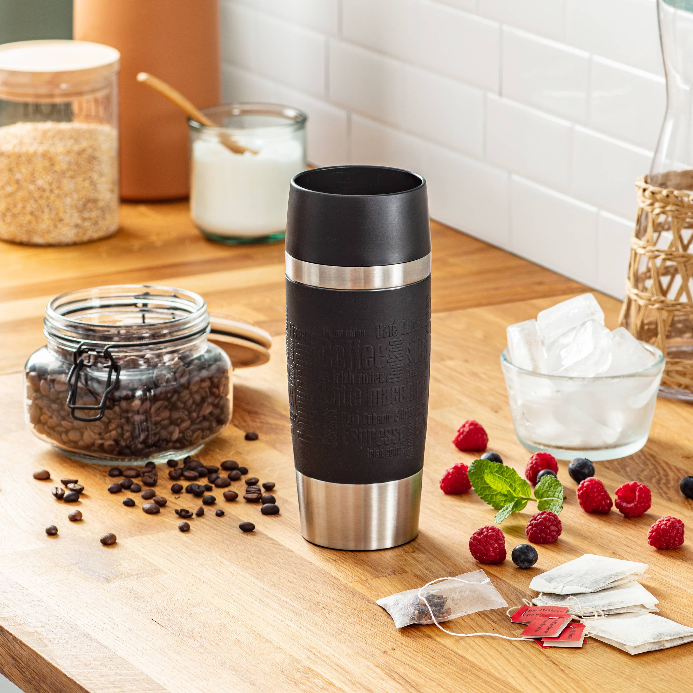 Travel Mug K3081114  RVS/Zwart 0,36L