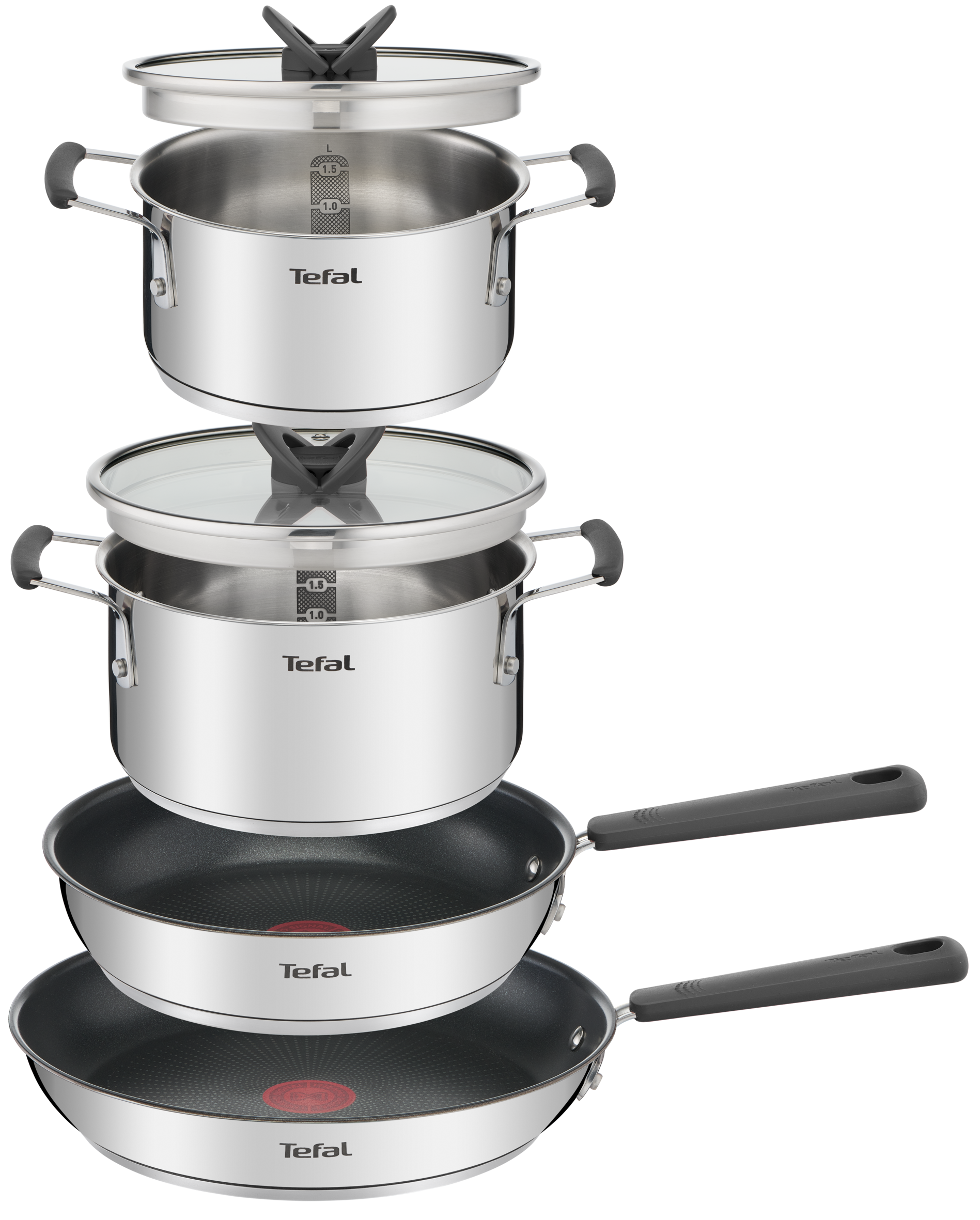 Opti'Space  4-delige pannenset (kookpan 18/20 cm, koekenpan 24/28 cm)