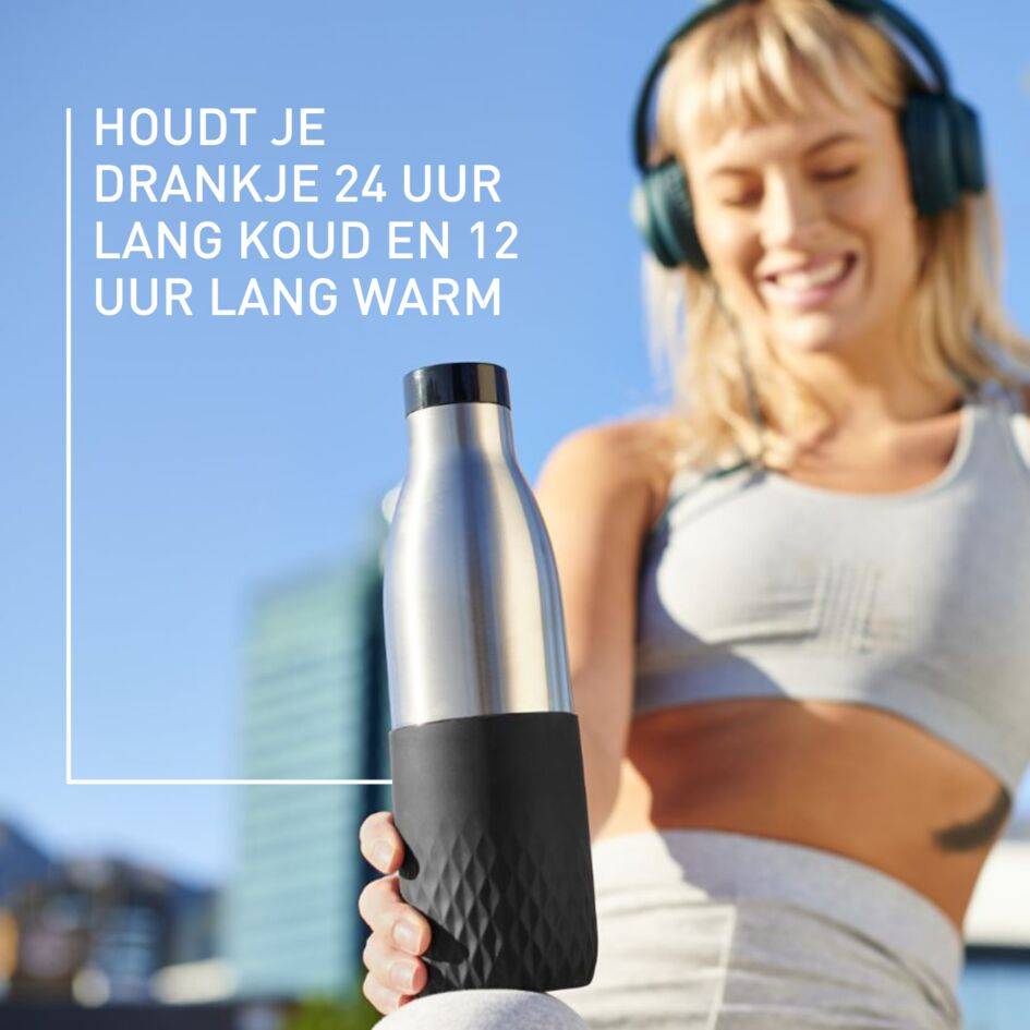 Bludrop Sleeve N3110510 drinkfles 0,5L RVS/Zwart