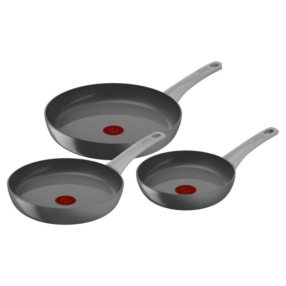 Tefal C4350432 Renew Black ON, koekenpan 24 cm, Keramische antiaanbaklaag, milieuvriendelijk, 20x harder oppervlak, Gerecycled, Thermo-Signal™, Gemaakt in Frankrijk, Alle warmtebronnen ook inductie