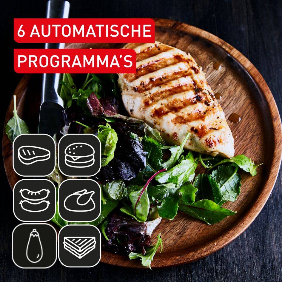 OptiGrill GC71EL Intelligente contactgrill - 6 automatische programma's