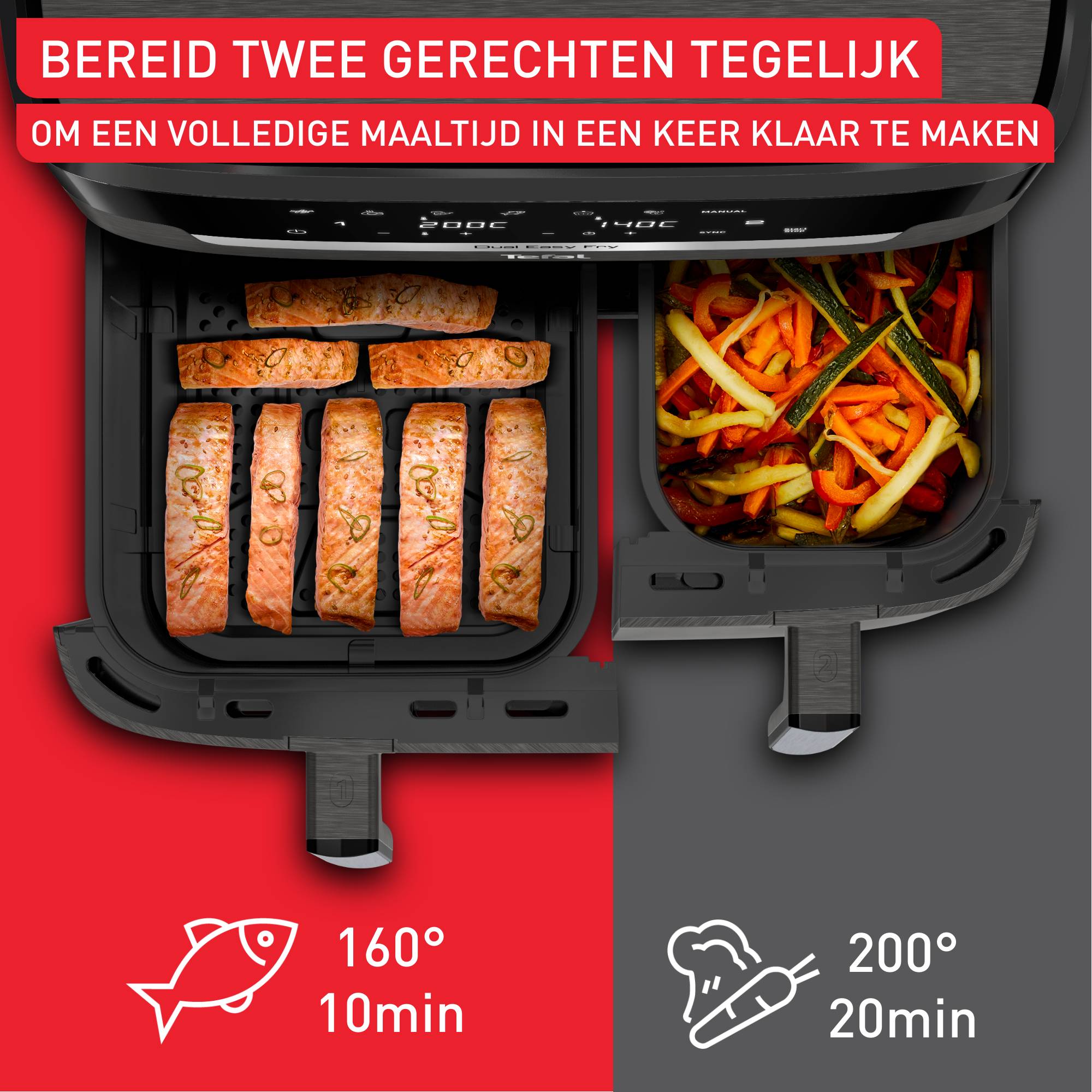 Easy Fry Dual XXL EY942H dubbele heteluchtfriteuse