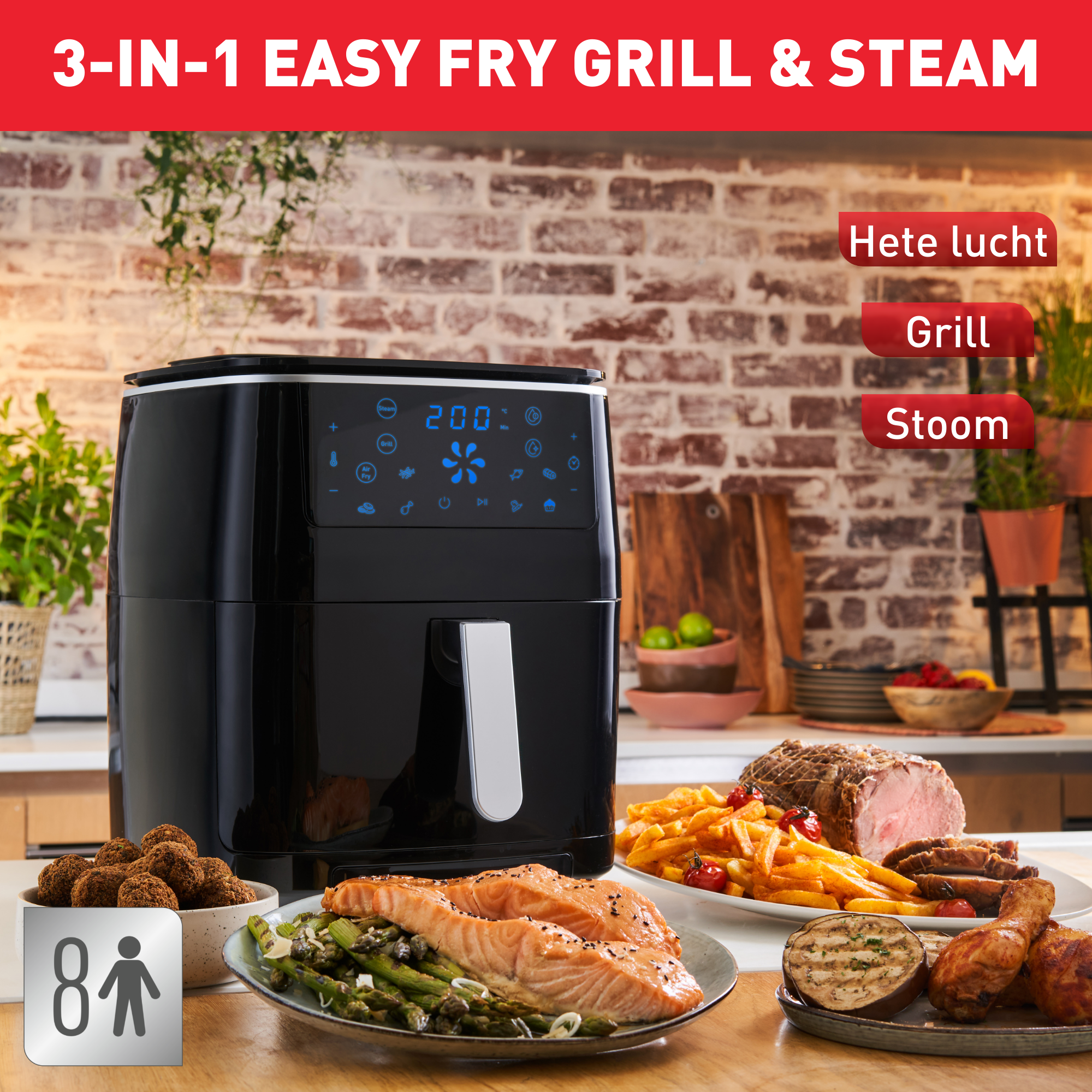 Easy Fry Grill & Steam FW2018 6,9L 3-in-1 Heteluchtfriteuse