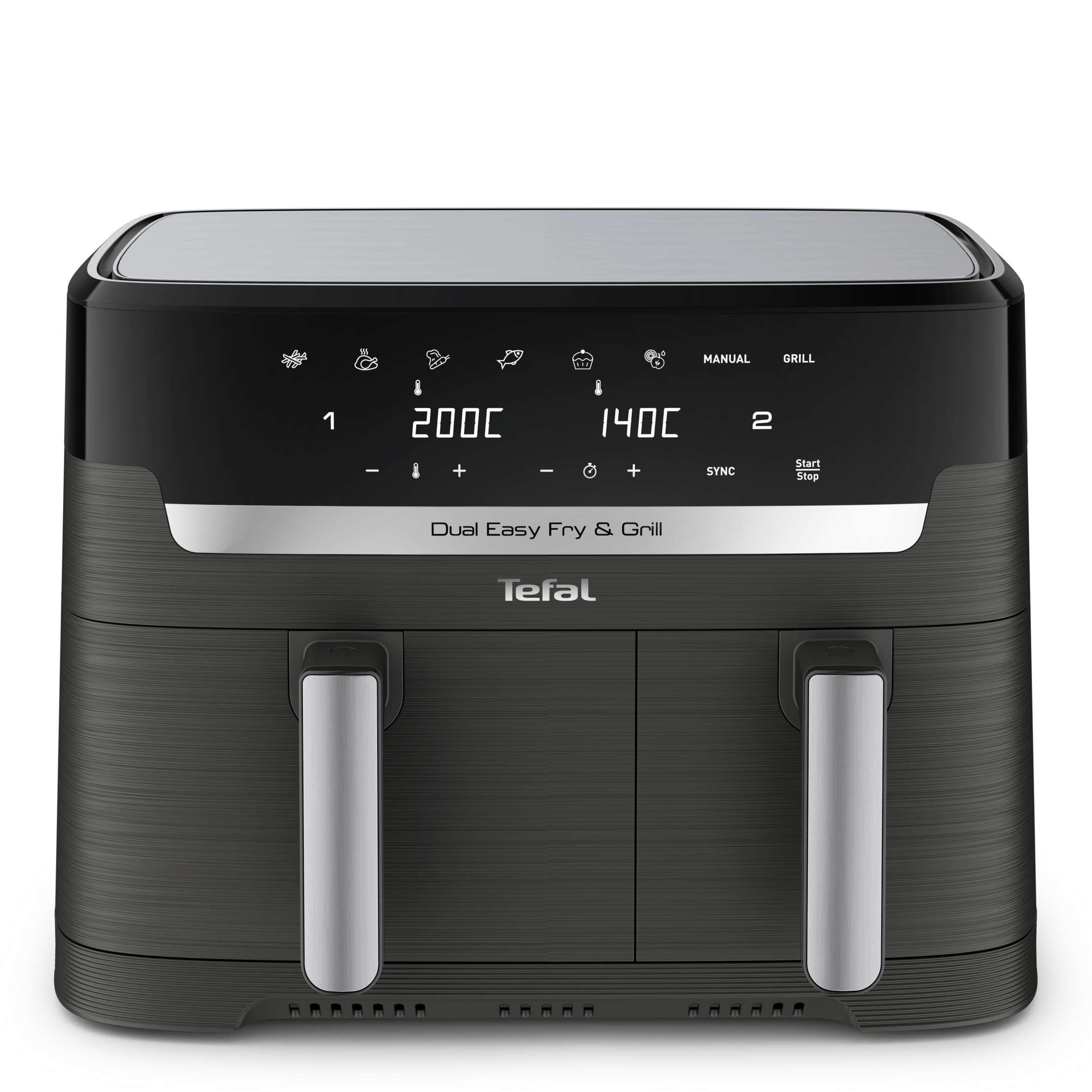 Easy Fry & Grill Dual EY905B 8,3L heteluchtfriteuse met dubbele lades grijs