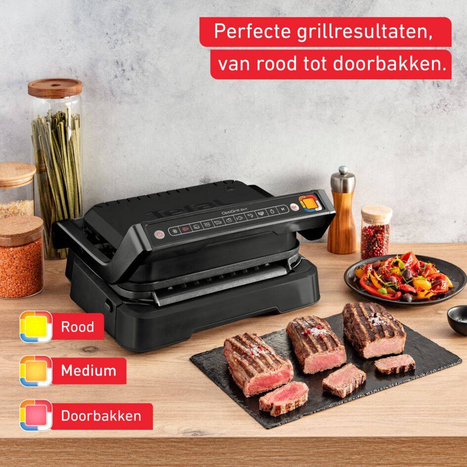 OptiGrill 2-in-1 GC7728 intelligente grill en bbq zwart