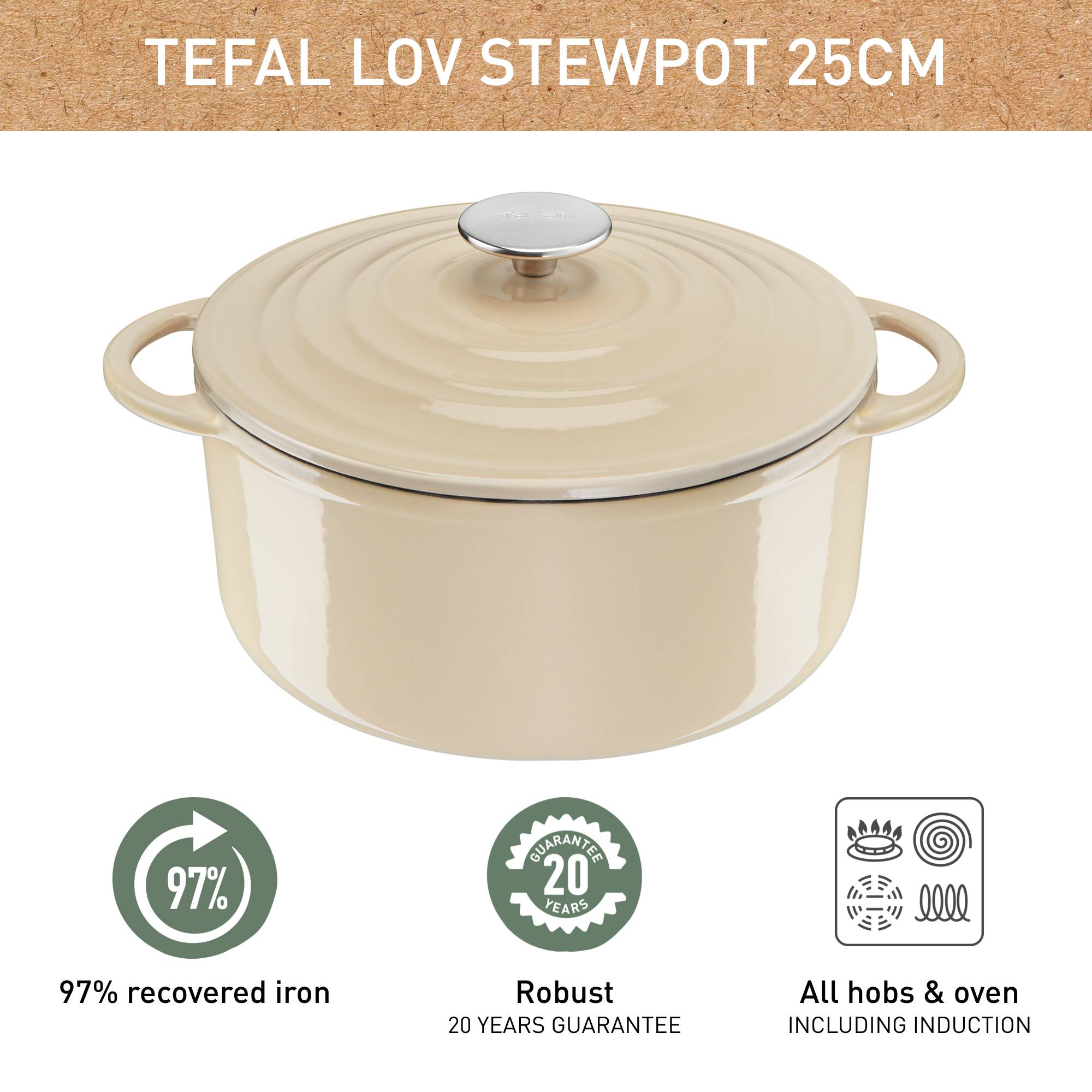LOV braadpan beige - 5 L - inductie
