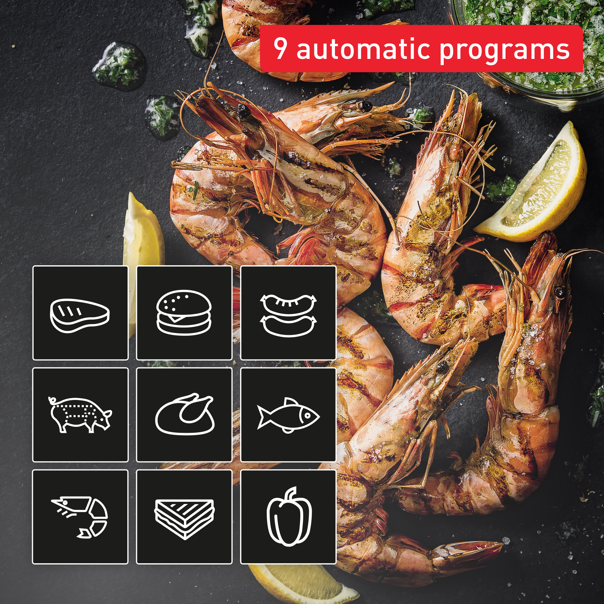 OptiGrill 4-in-1 GC7748 intelligent grill voor complete maaltijden zwart