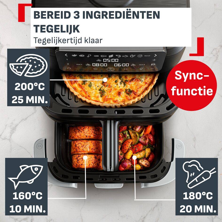 Ever Fry Trio EY9678 Air fryer met 3 kookzones - Infraroodtechnologie - 12 L