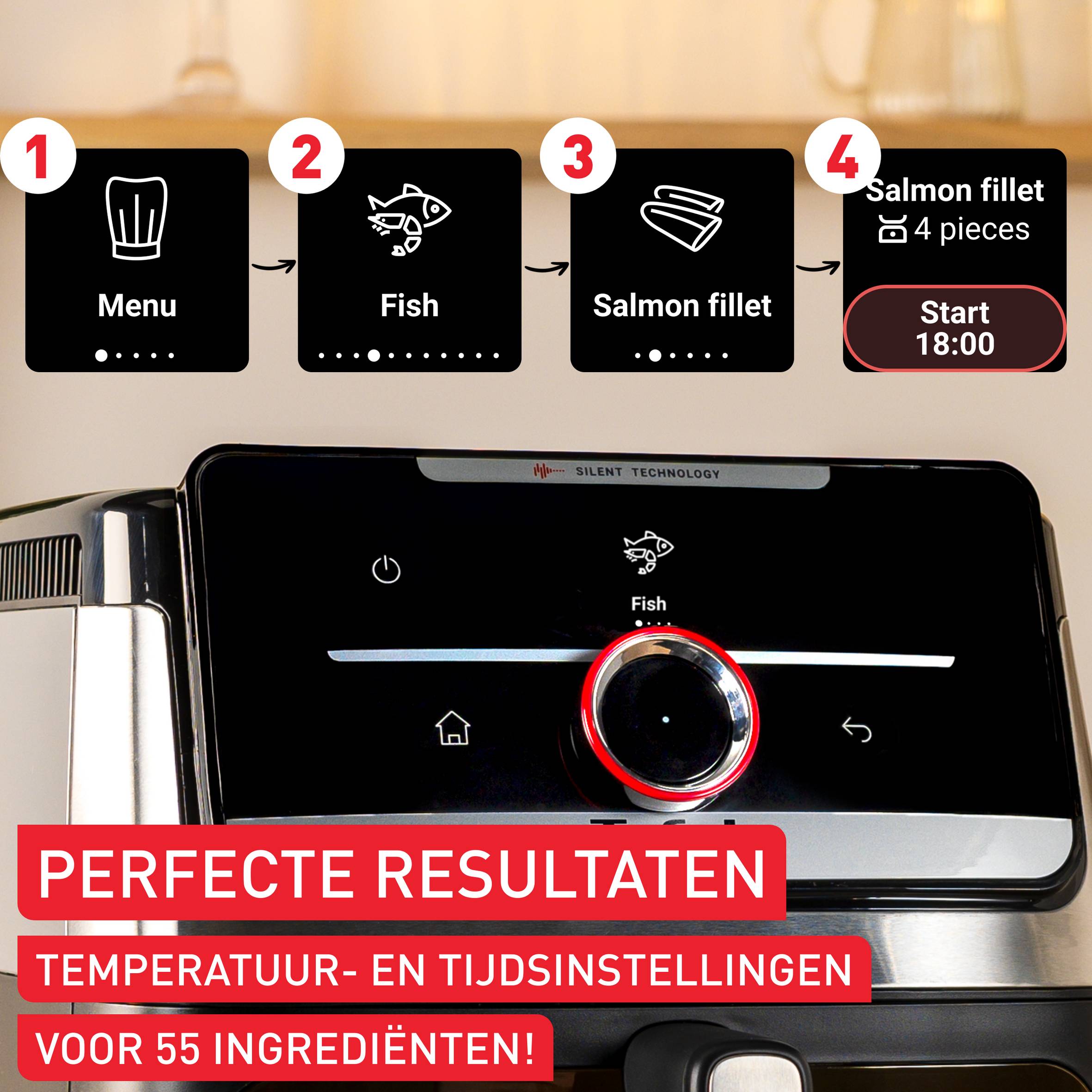 Easy Fry Smart & Silence EY876D 7L stille airfryer