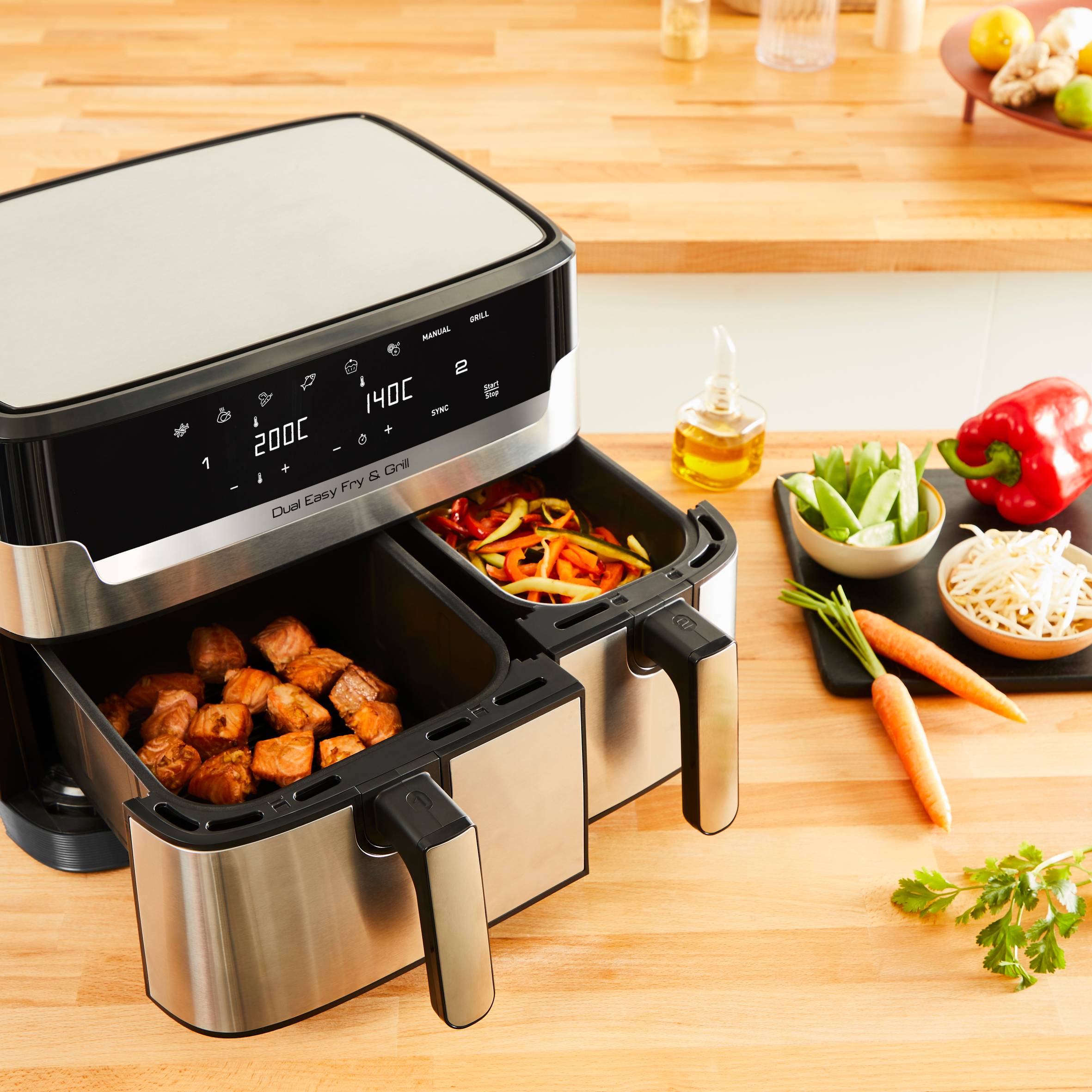 Easy Fry & Grill Dual EY905D air fryer met dubbele lades - 8 programma's - 8,3 L