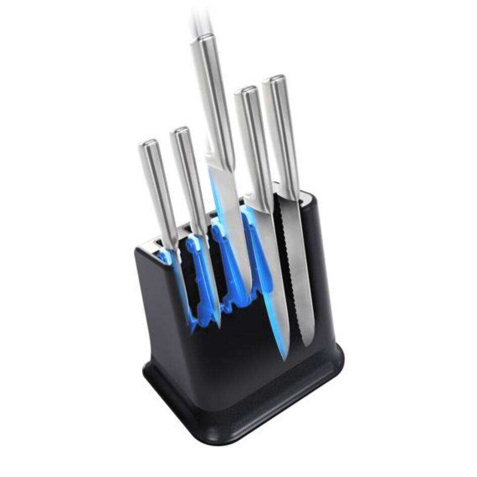 EverSharp K2977S44 roestvrijstalen 6-delige messenset en blok met geïntegreerde slijper