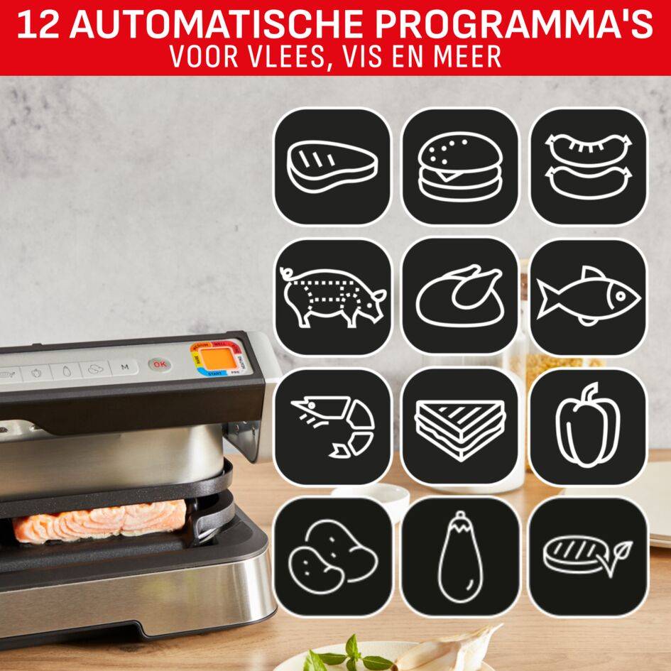 OptiGrill 4in1 XL GC784D intelligente grill voor complete maaltijden rvs