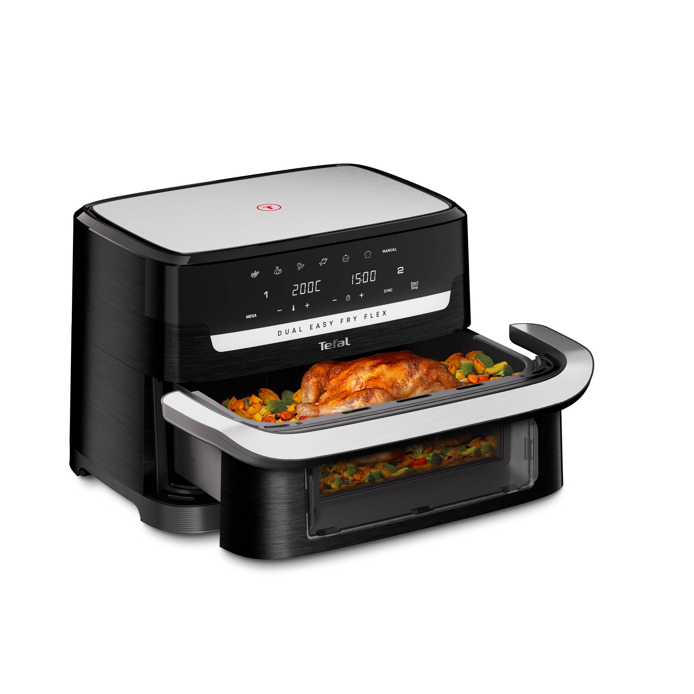 Dual Easy Fry Flex EY9228 Air fryer met flexibel tussenschot - 6 programma's - 9 L