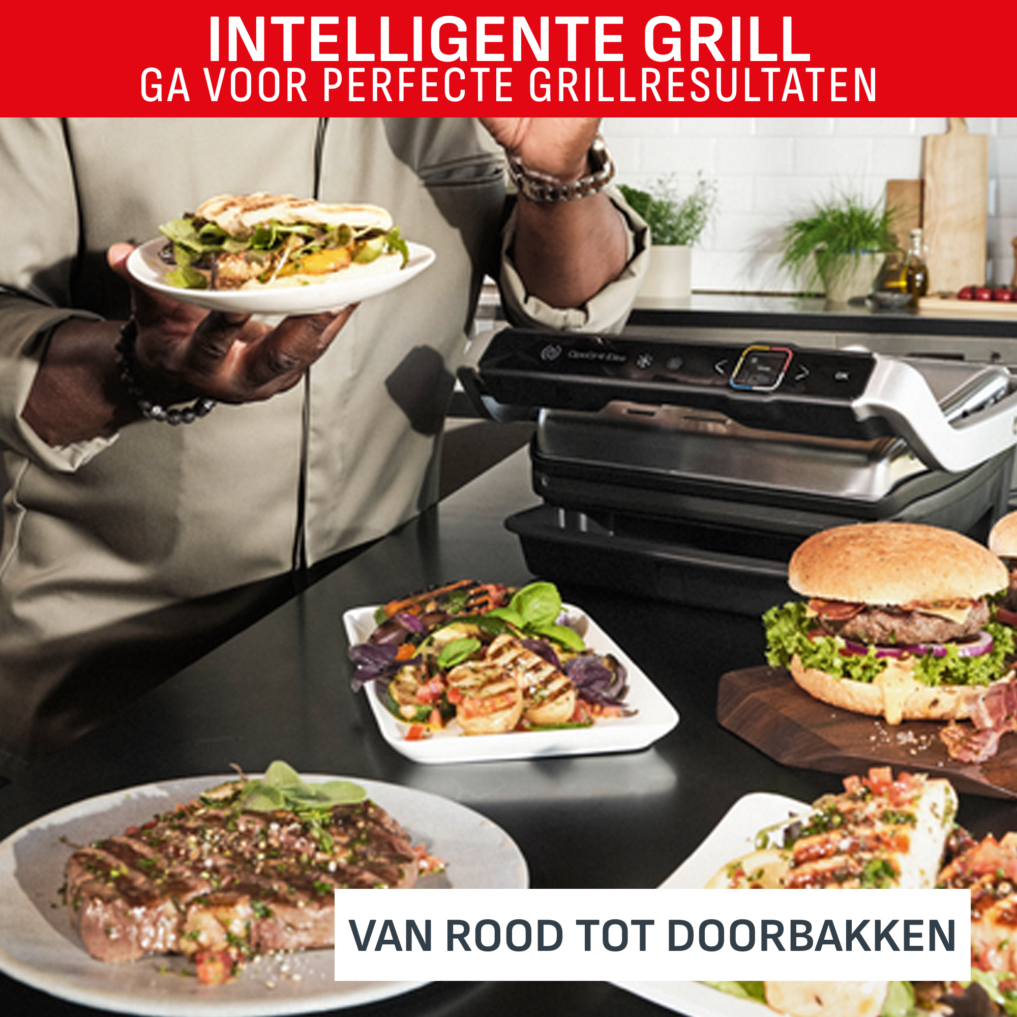 OptiGrill Elite XL GC760D intelligente grill met digitale grillassistent