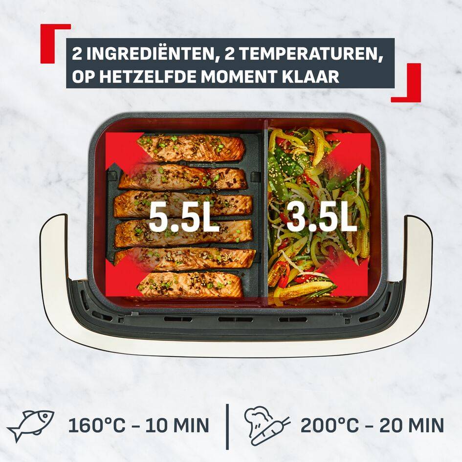 Ever Fry Dual Flex EY9288 Airfryer met flexibel tussenschot en infraroodtechnologie - 7 programma's - 9L