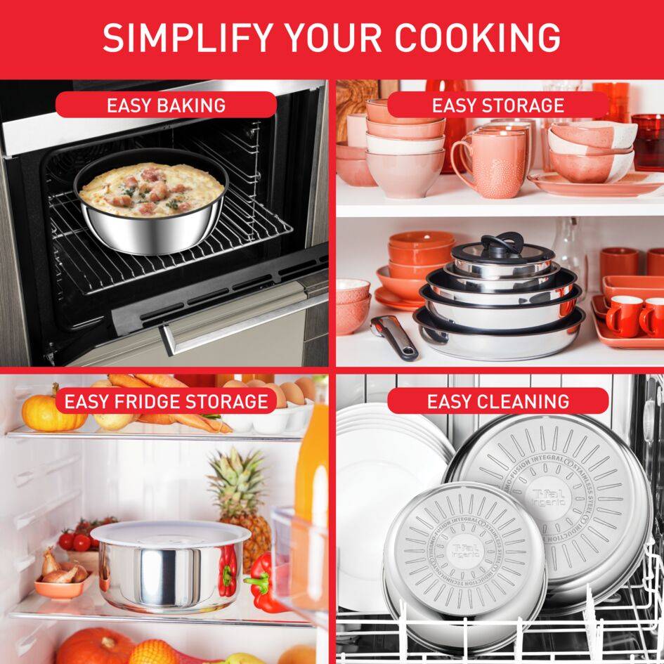 Ingenio Preference On 13-delige RVS set (koeken-, kookpannen, wok, deksels, handgrepen) - inductie