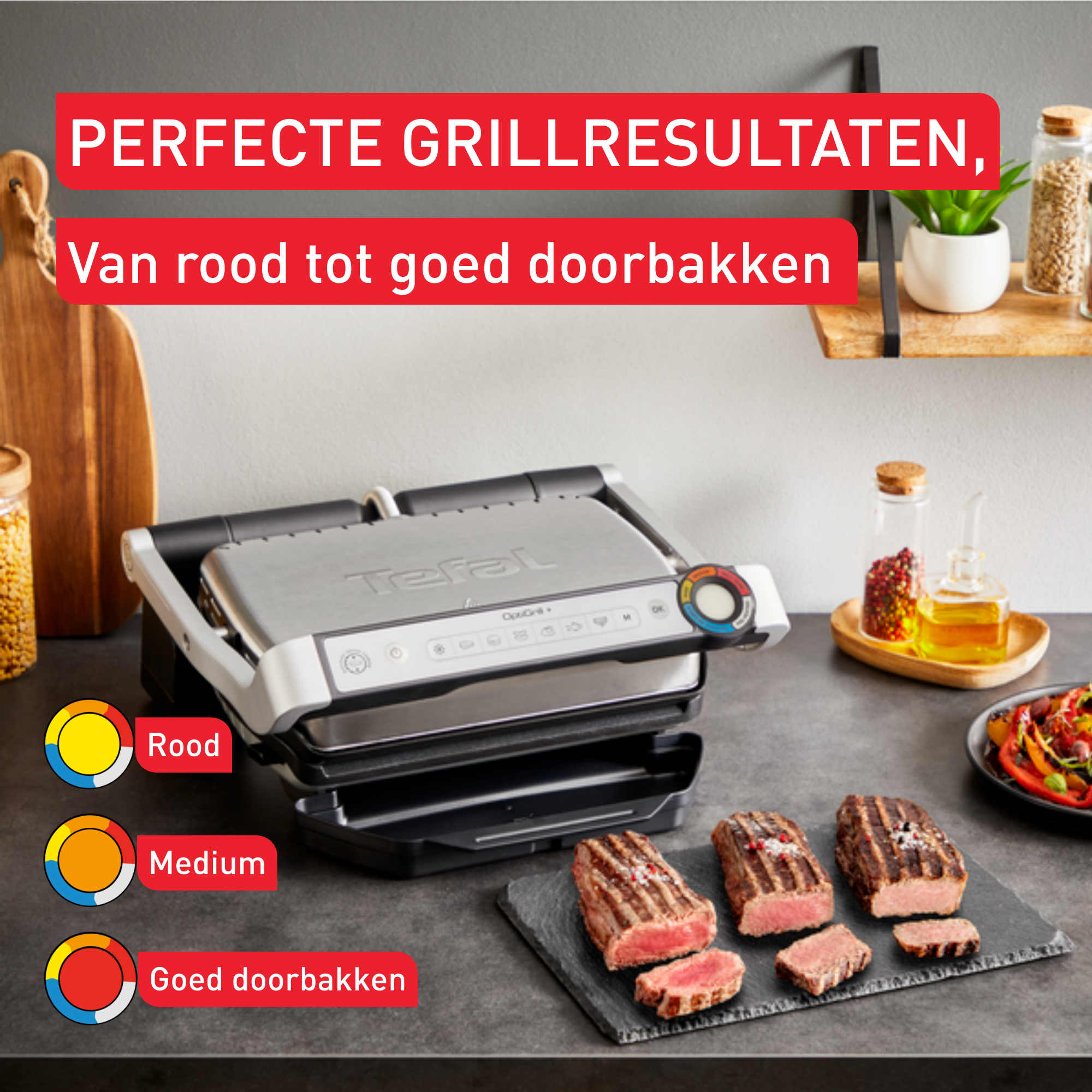 OptiGrill+ GC718D intelligente grill met tang