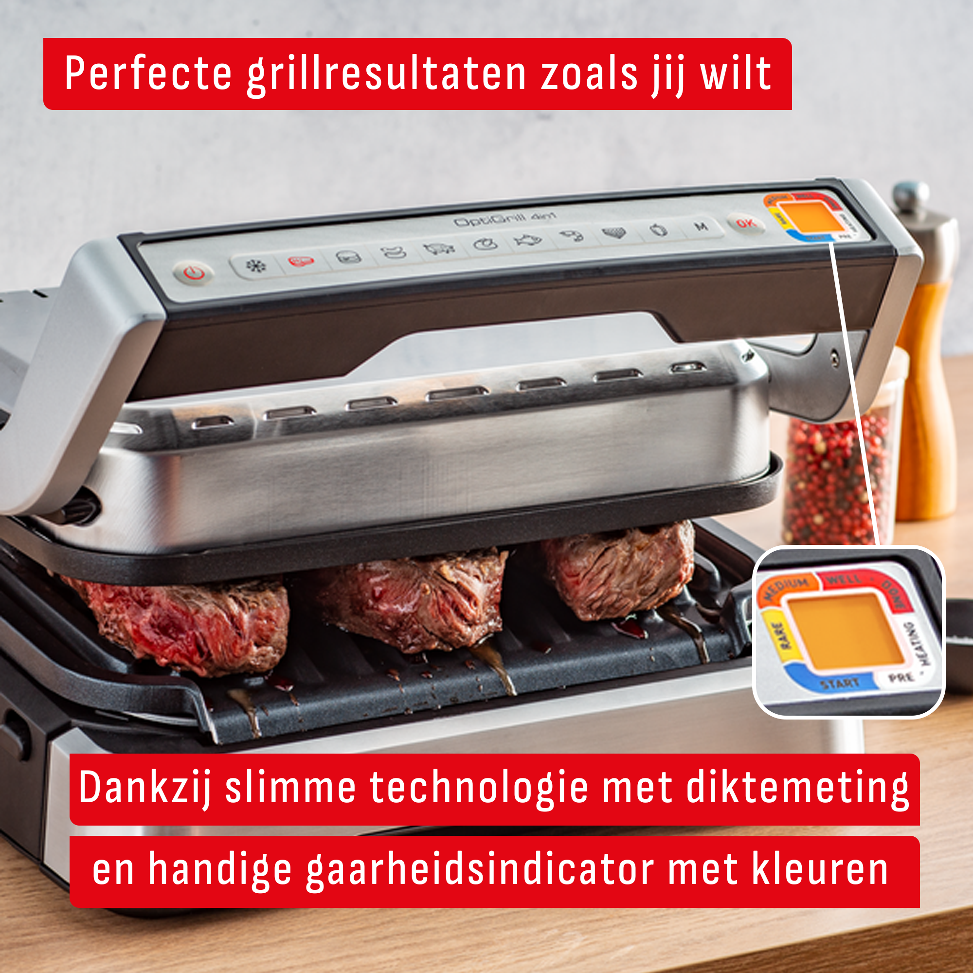 OptiGrill 4-in-1 GC774D intelligente grill voor complete maaltijden rvs
