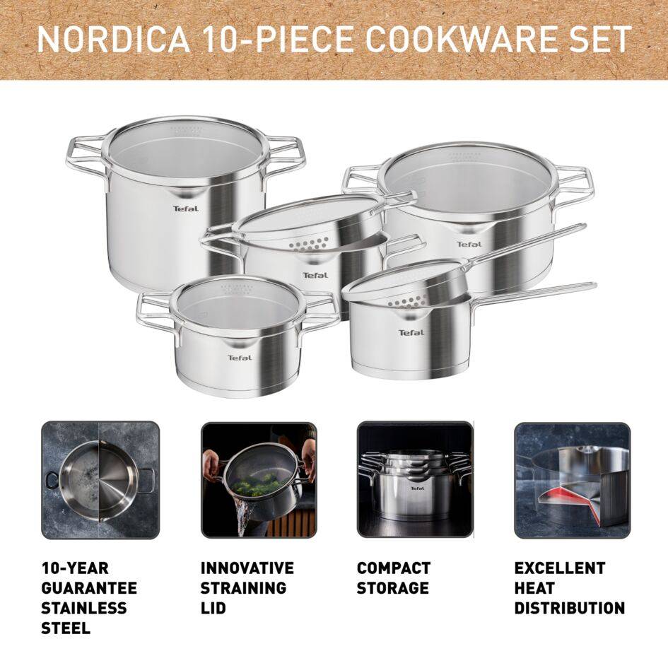 Nordica 4-delig (steelpan 16 cm, kookpan 18/20/24 cm) - inductie
