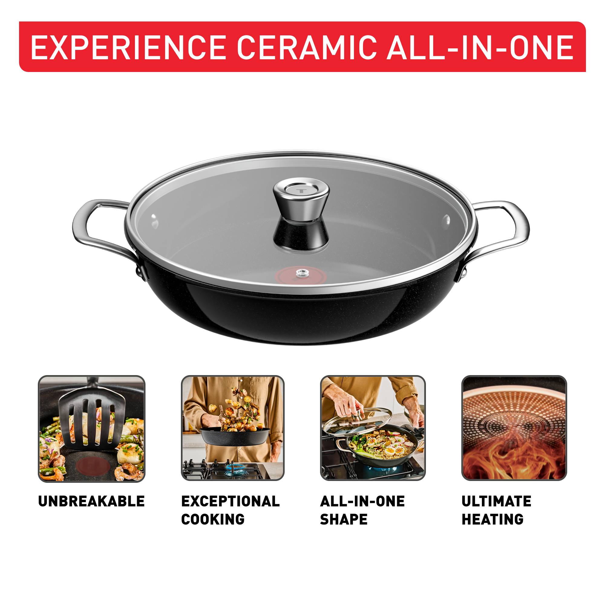 Experience Ceram All-in-One keramische pan 28 cm + deksel - inductie