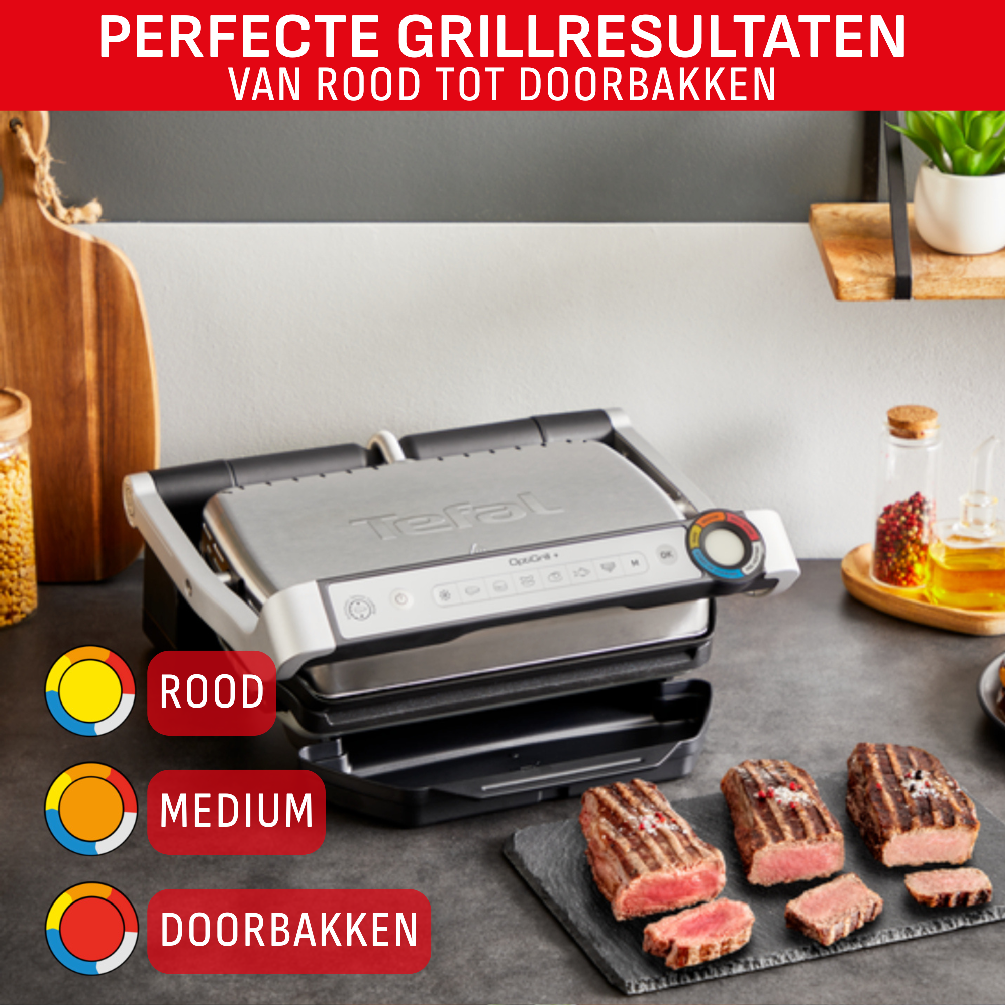OptiGrill+ GC718D intelligente grill met tang
