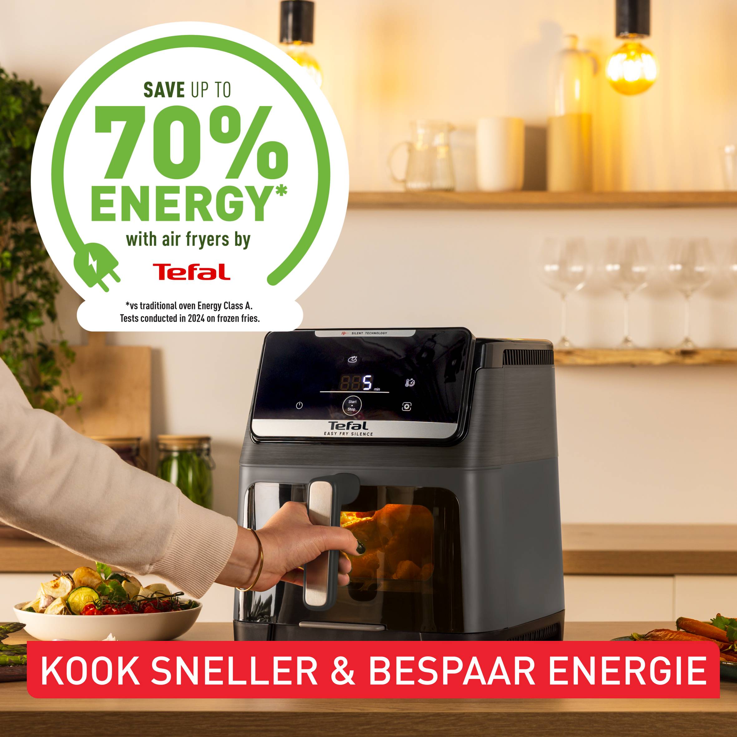Easy Fry Silence EY846H 7L stille airfryer met kijkvenster