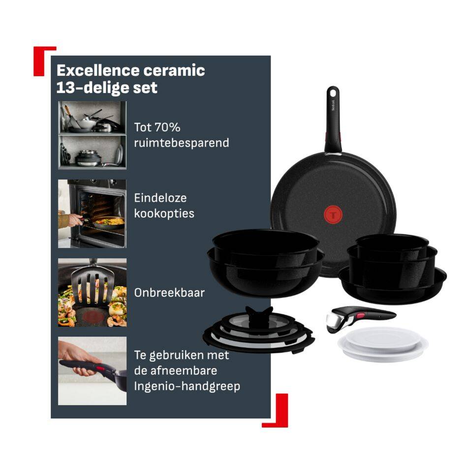 Ingenio Excellence Ceram keramische 13-delige pannenset - stapelbaar - Fusion Core - inductie