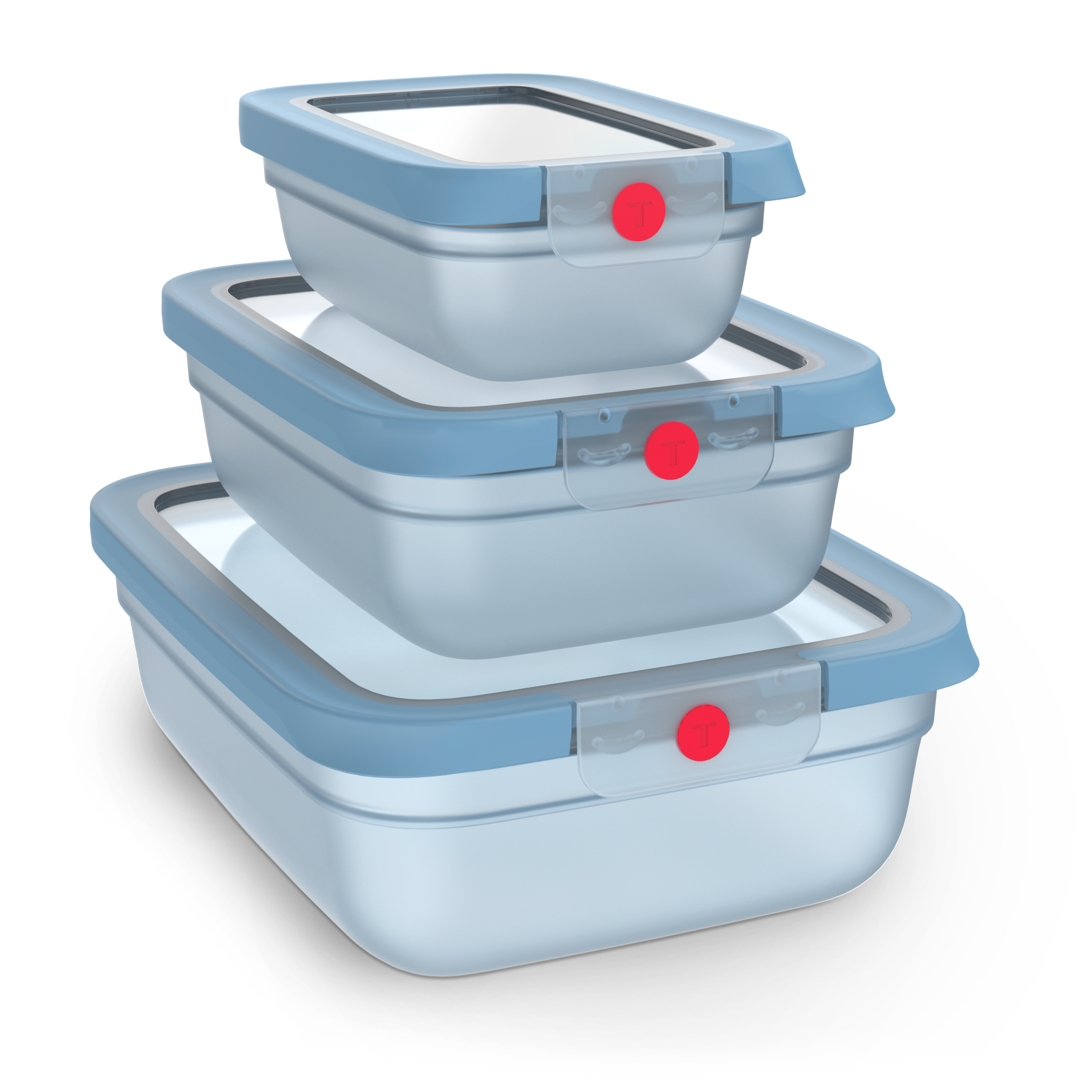 oneClick N1230210 vershoudbakje 3-delige set blauw (0,5L/1,2L/2,3L)