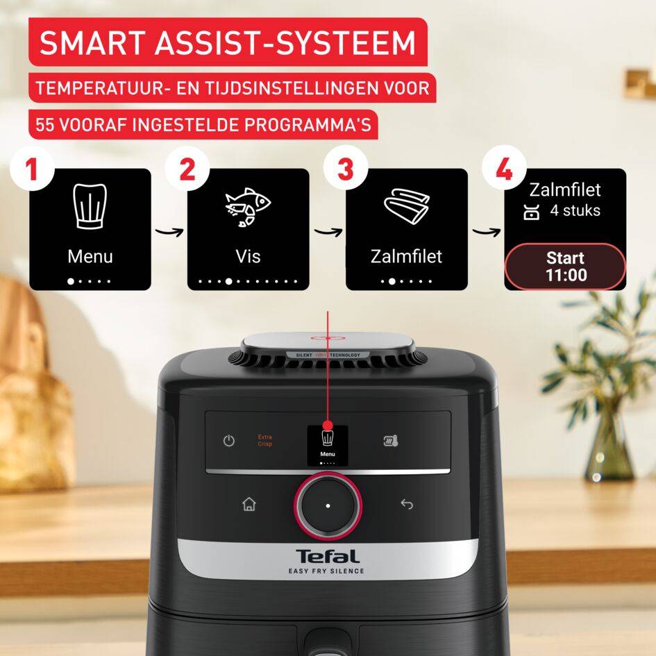 Easy Fry Smart & Silence EY5728 Stille air fryer - 55 programma's - 5 L - Smart Assist-systeem