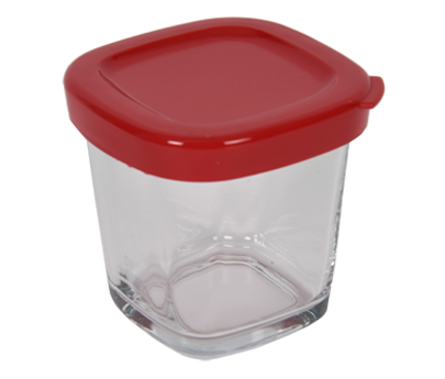 Glazen potje met rood deksel SS-1530000652