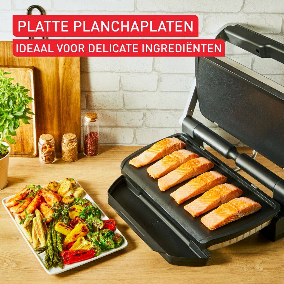 Planchaplaten voor OptiGrill + XL, perfecte antiaanbaklaag voor delicate ingrediënten