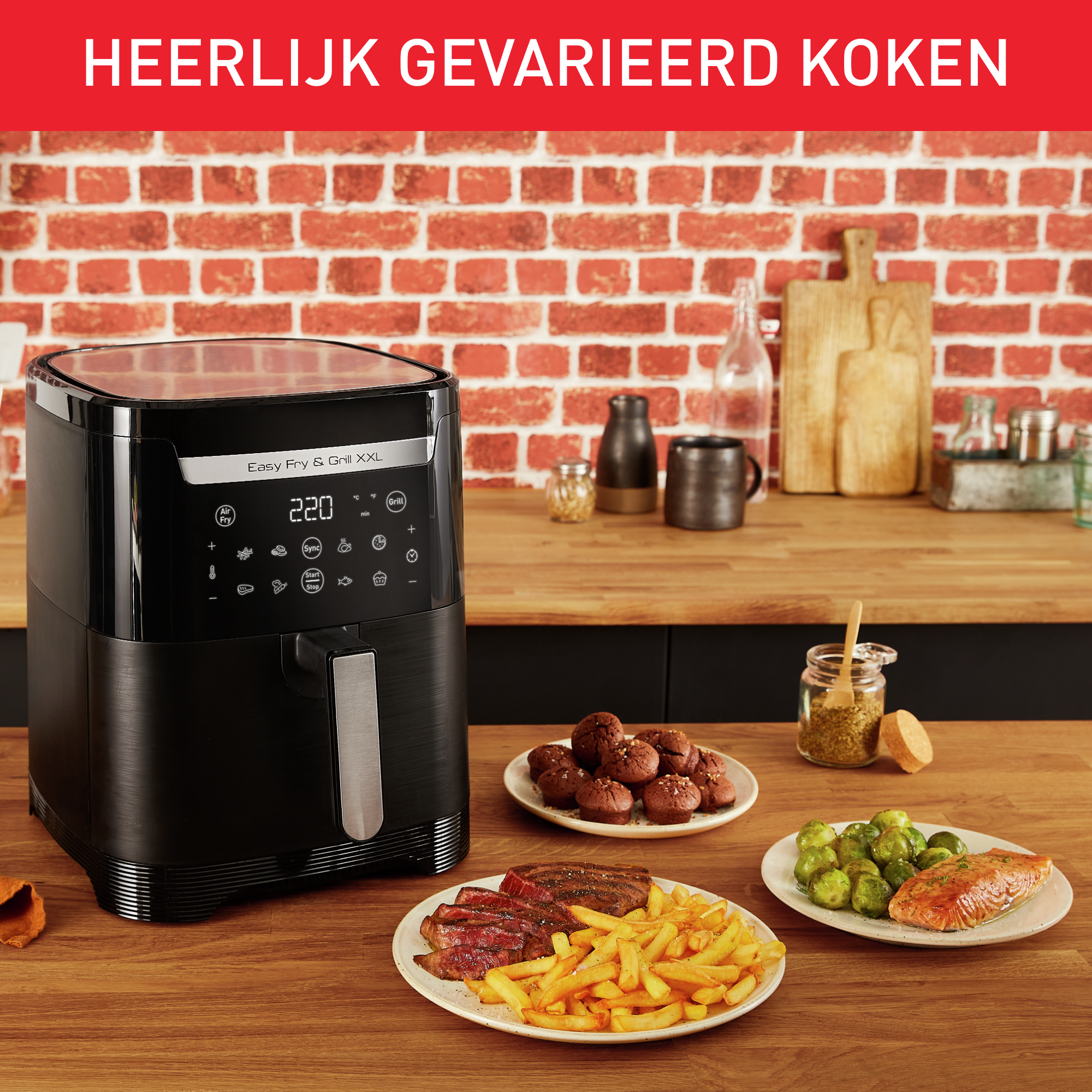 Easy Fry & Grill XXL EY8018 6,5L 2-in-1 heteluchtfriteuse - met uitneembare verdeler