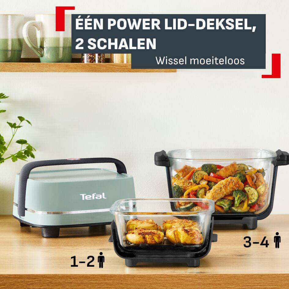 Crisp & Go FB7014 Air fryer met glazen schalen - 1,4 L + 3,8 L - 4 kookstanden