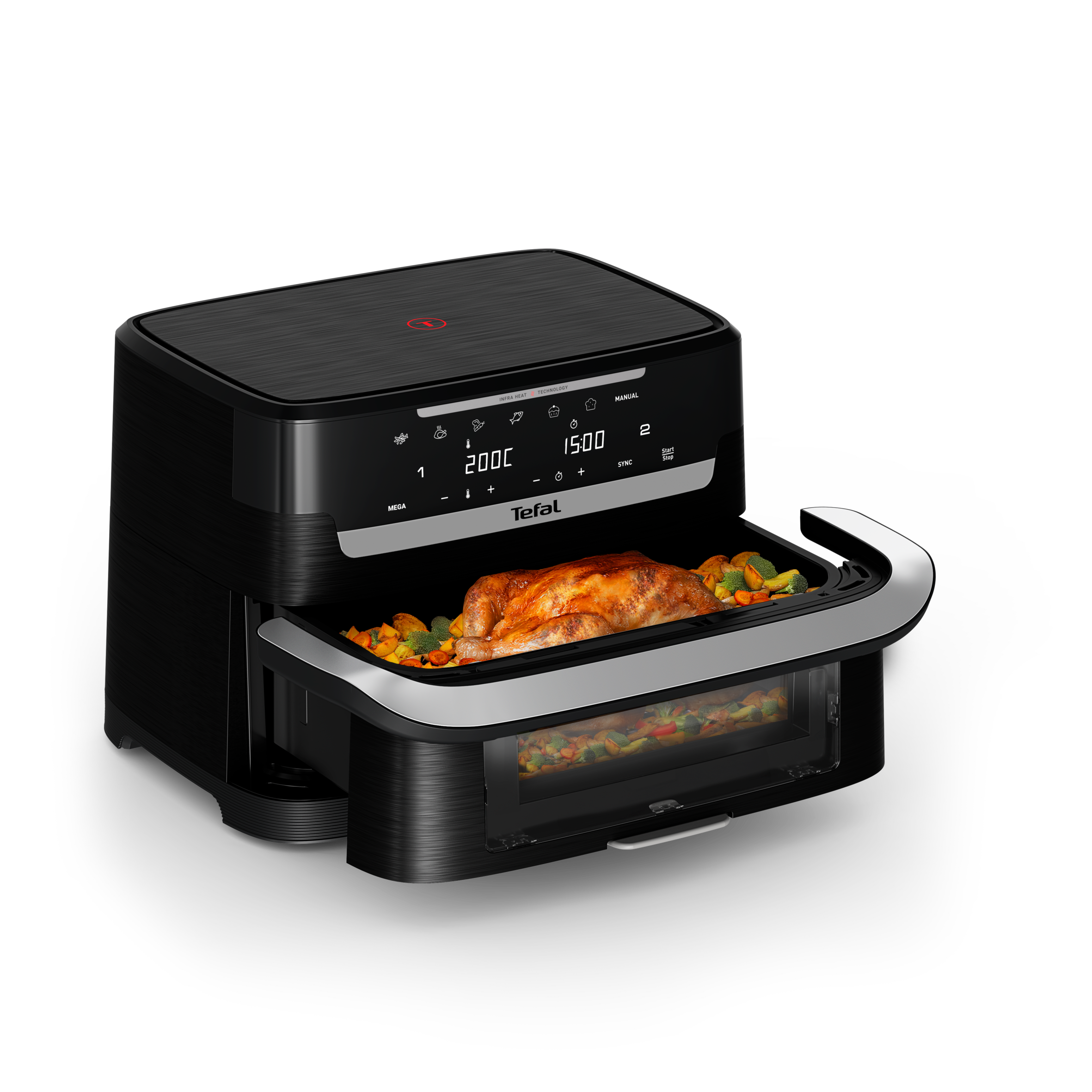 Ever Fry Dual Flex EY9288 Airfryer met flexibel tussenschot en infraroodtechnologie - 7 programma's - 9L