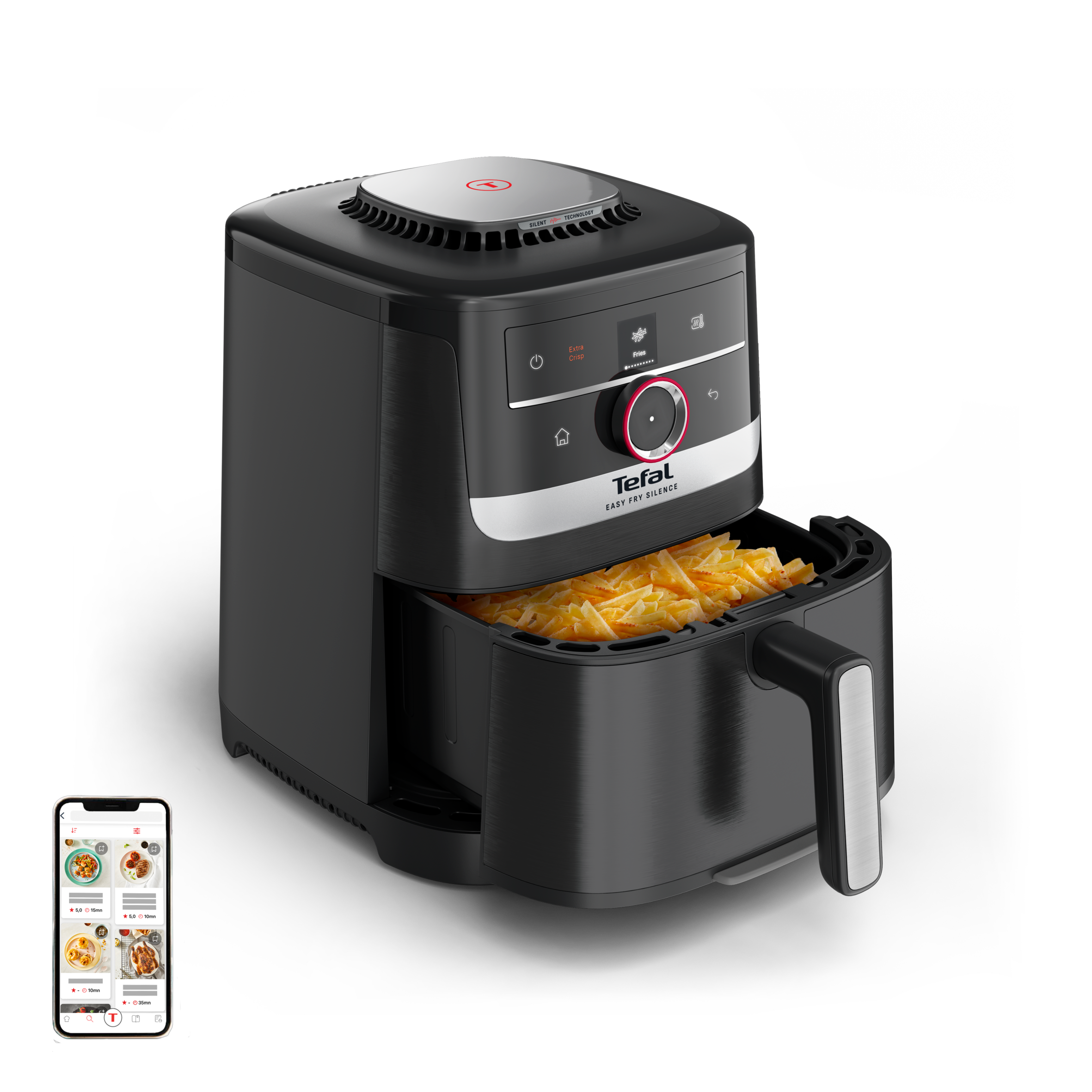 Easy Fry Smart & Silence EY5728 Stille air fryer - 55 programma's - 5 L - Smart Assist-systeem