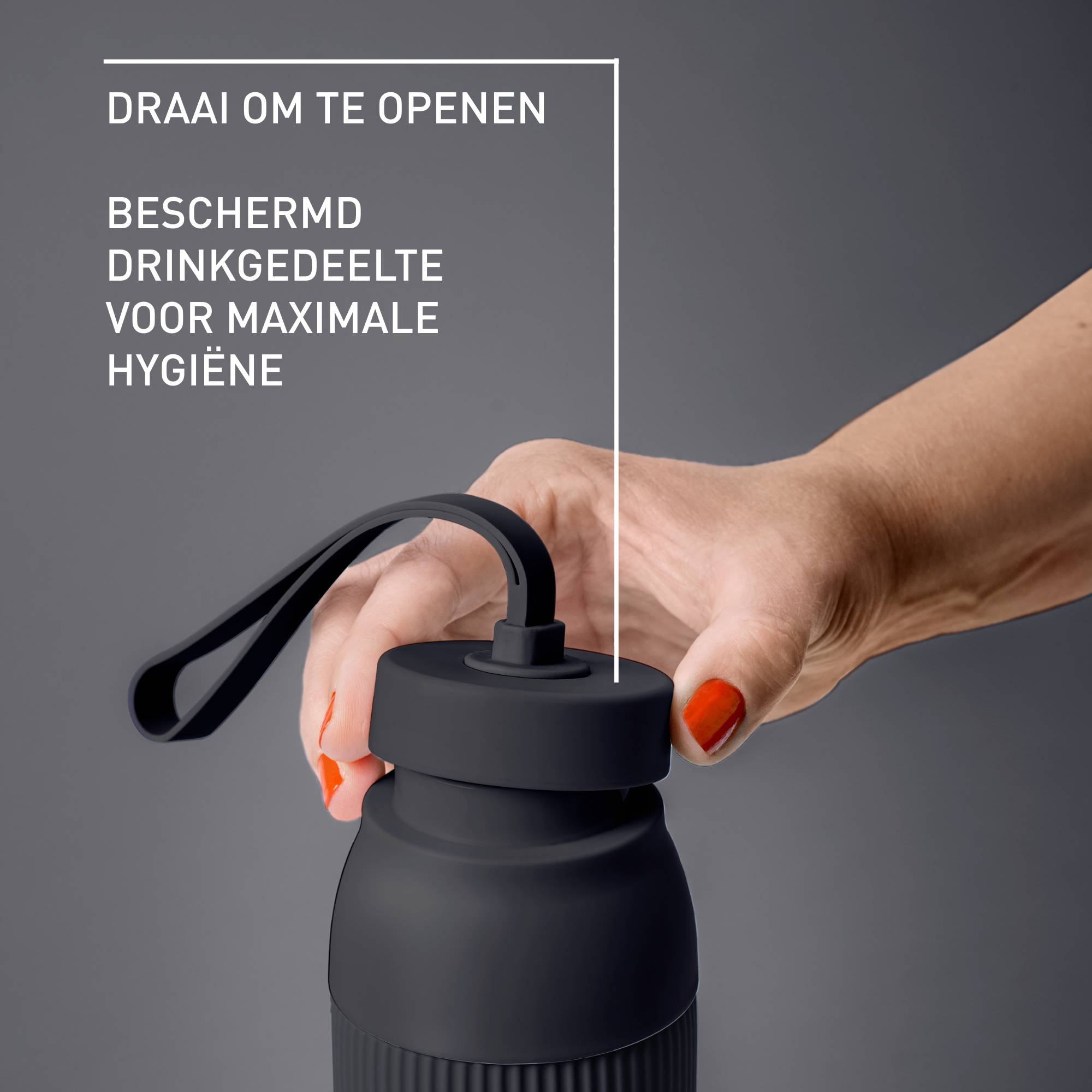 beYou N2193110 drinkfles met draaidop zwart (0,7L)