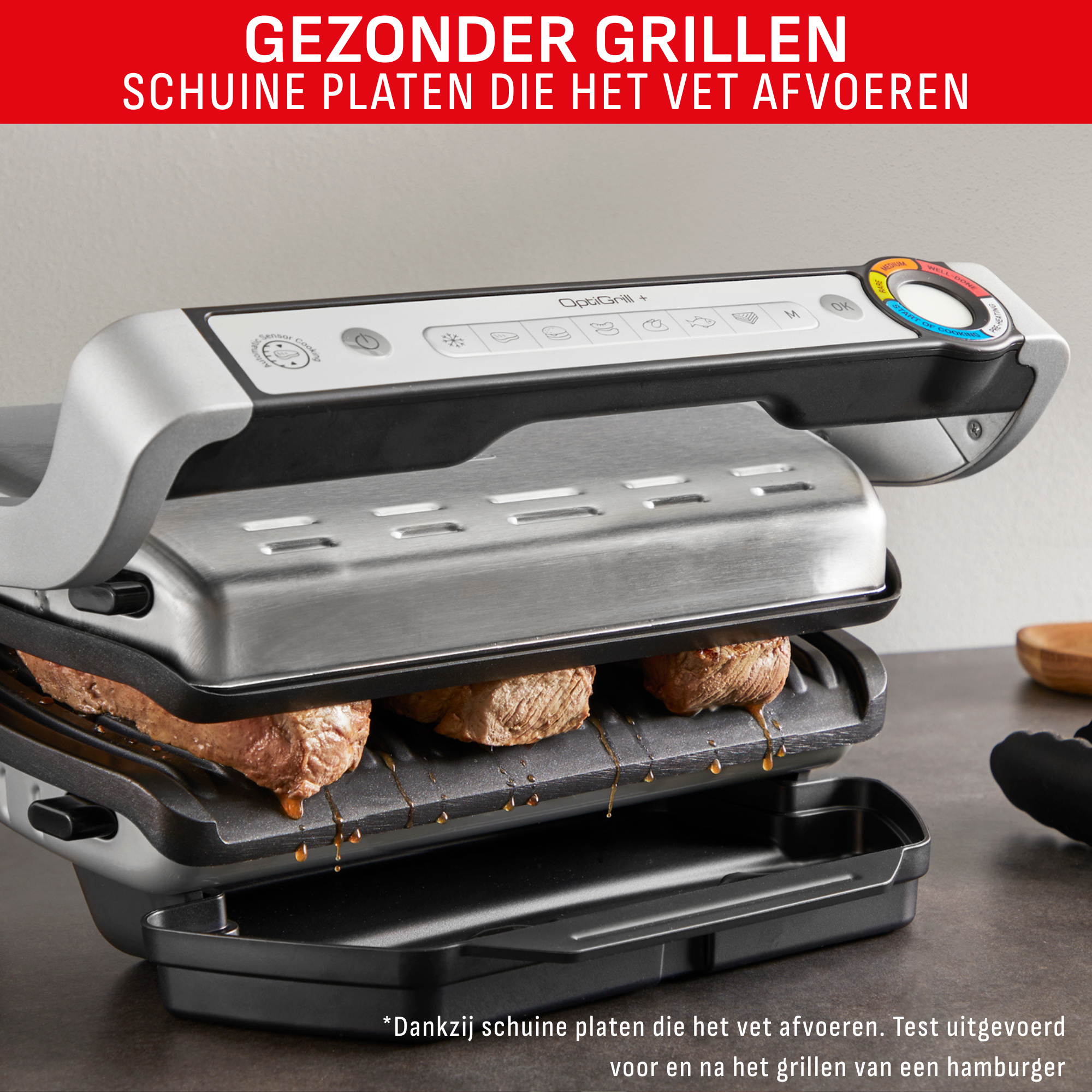 OptiGrill+ GC718D intelligente grill met tang