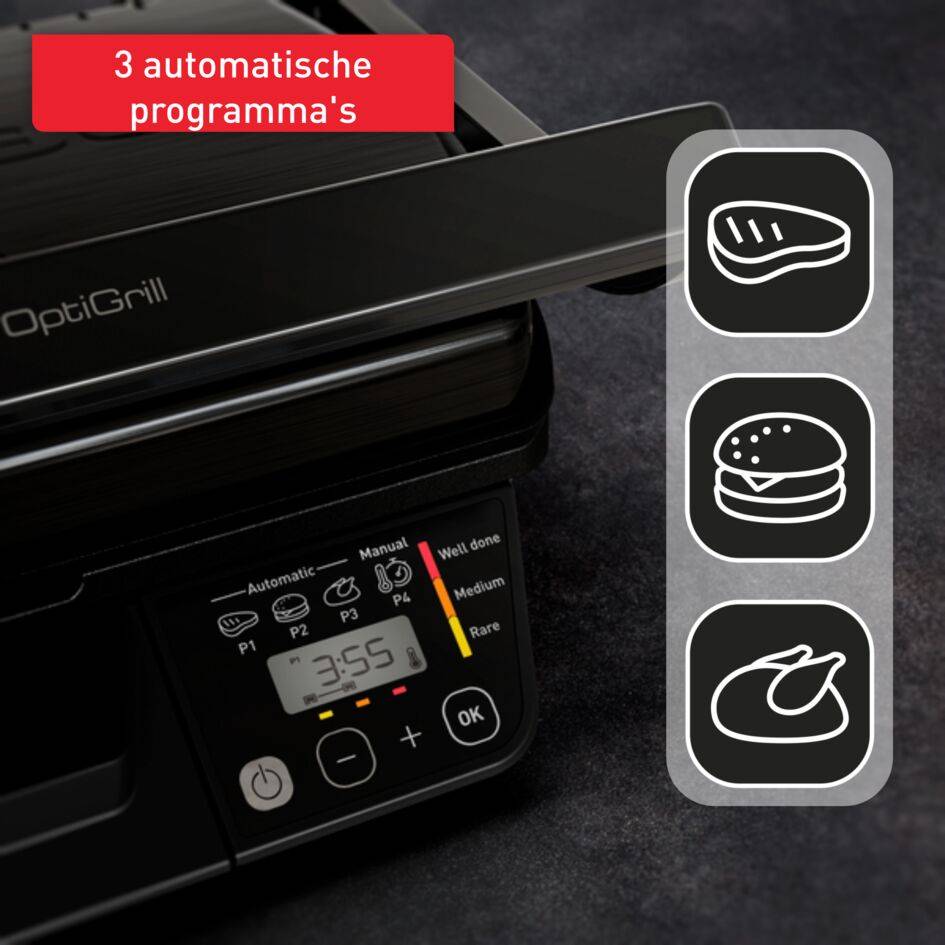 OptiGrill GC7P08 intelligente grill zwart