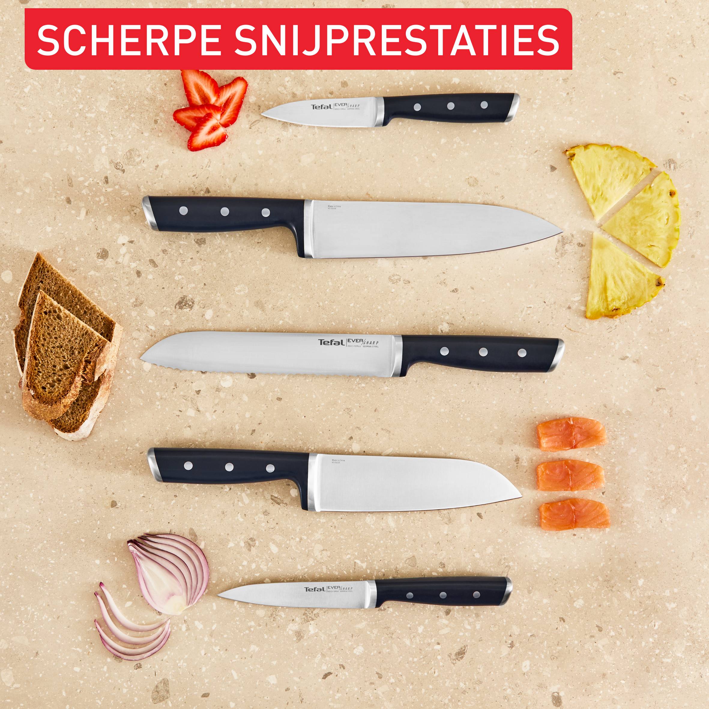 EverSharp K297S644 5-delige messenset en messenblok met geïntegreerde slijper