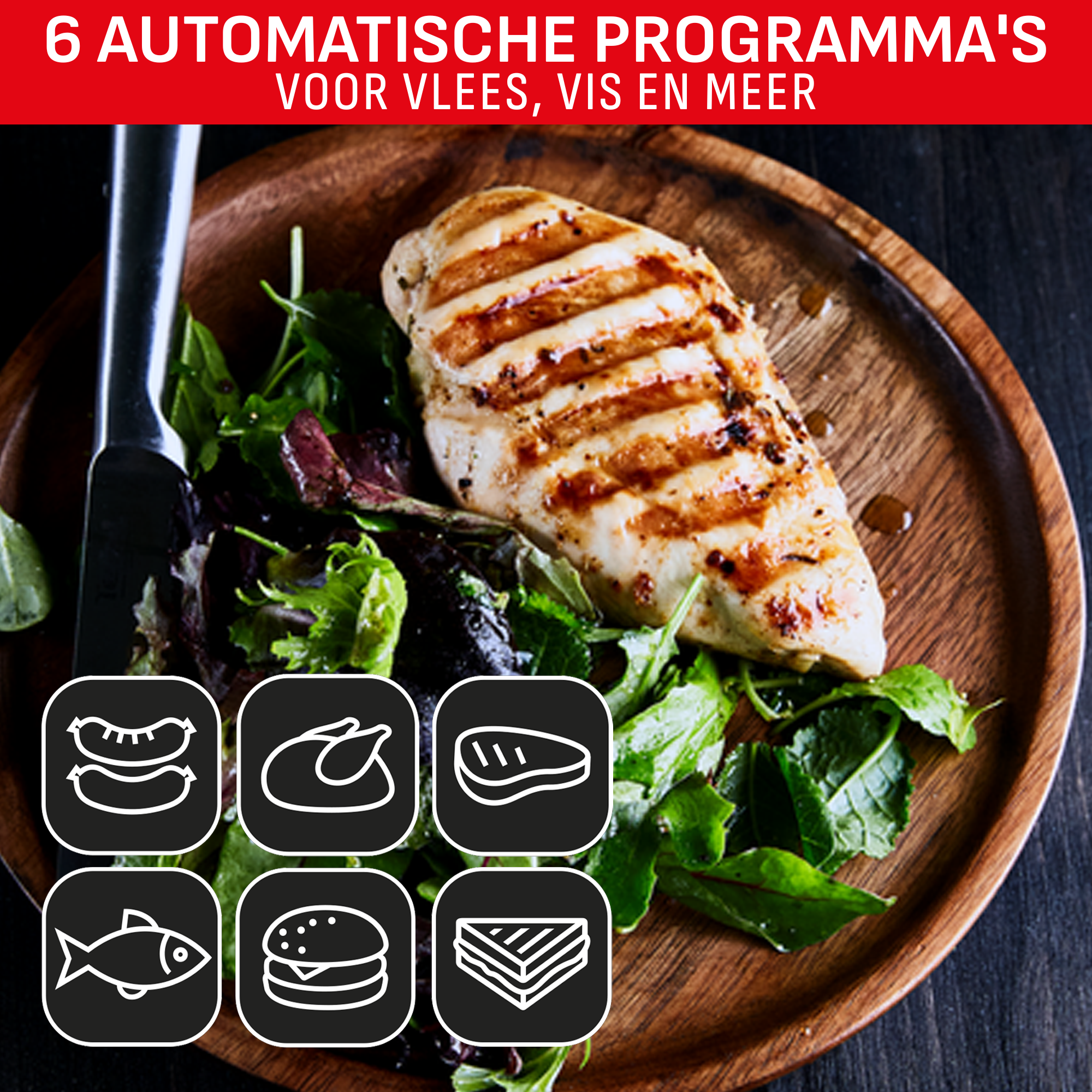 OptiGrill+ GC718D intelligente grill met tang
