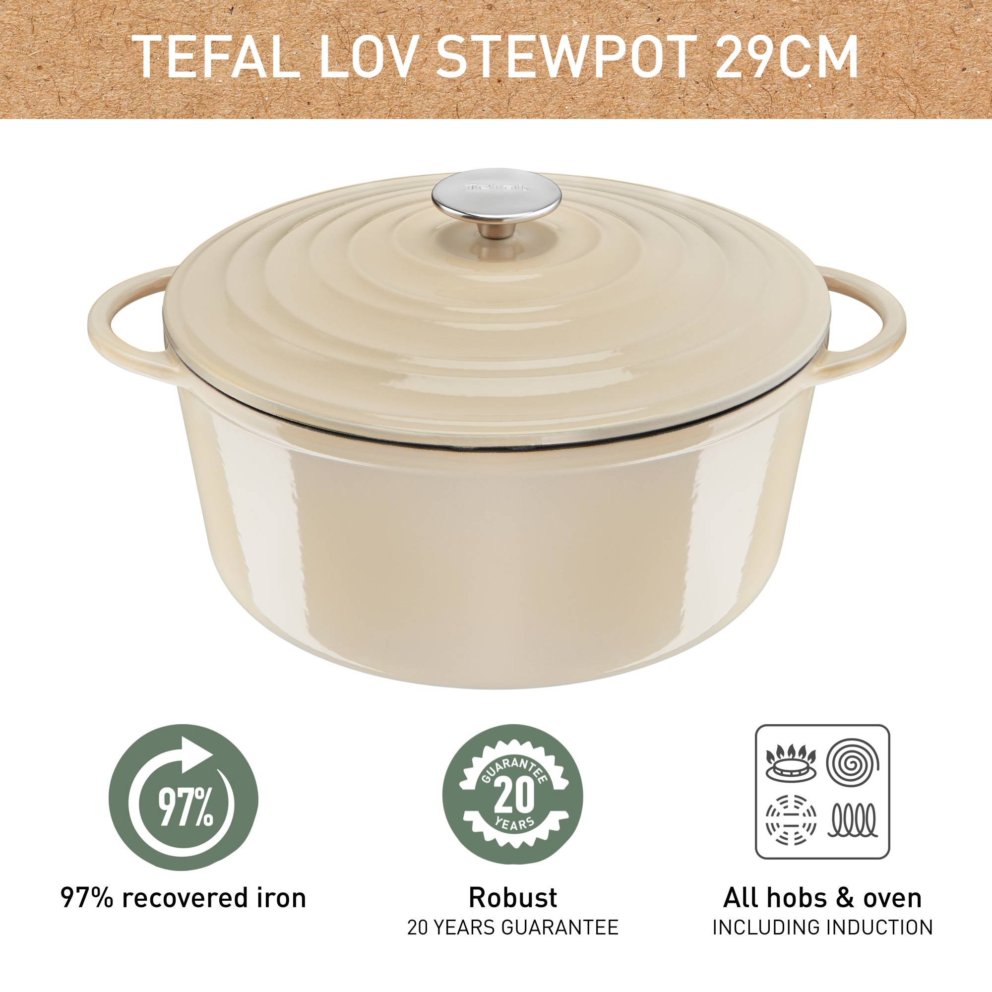 LOV braadpan beige - 7,1 L - inductie