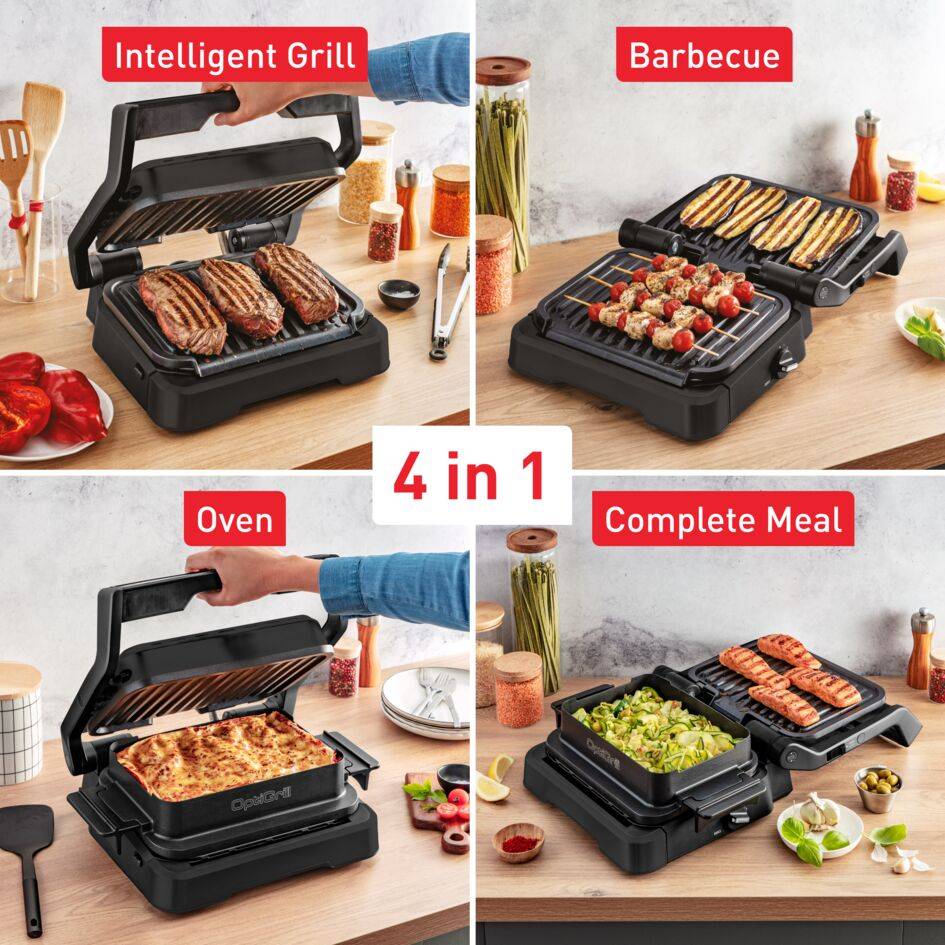 OptiGrill 4-in-1 GC7748 intelligent grill voor complete maaltijden zwart