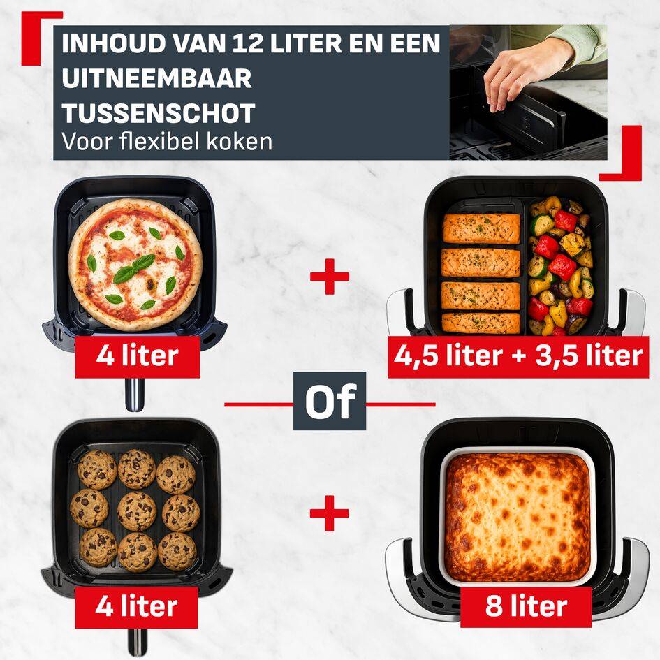 Ever Fry Trio EY9678 Air fryer met 3 kookzones - Infraroodtechnologie - 12 L