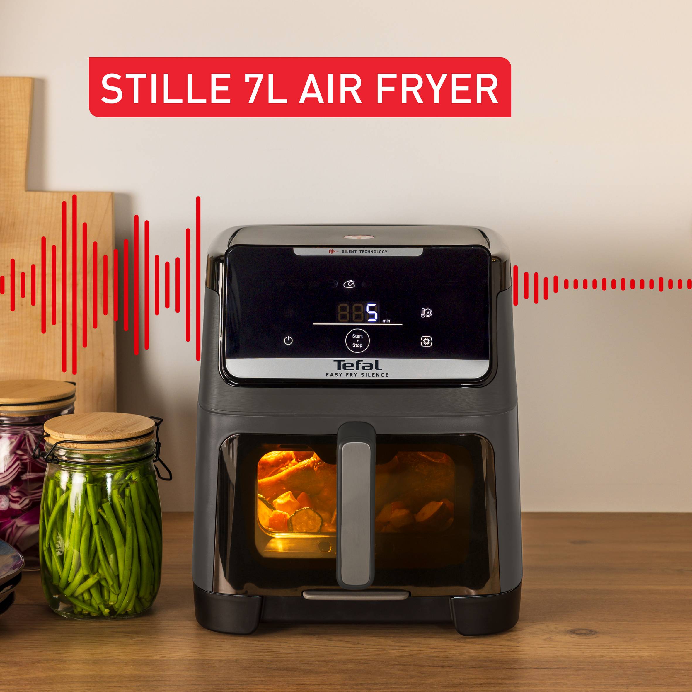 Easy Fry Silence EY846H 7L stille airfryer met kijkvenster