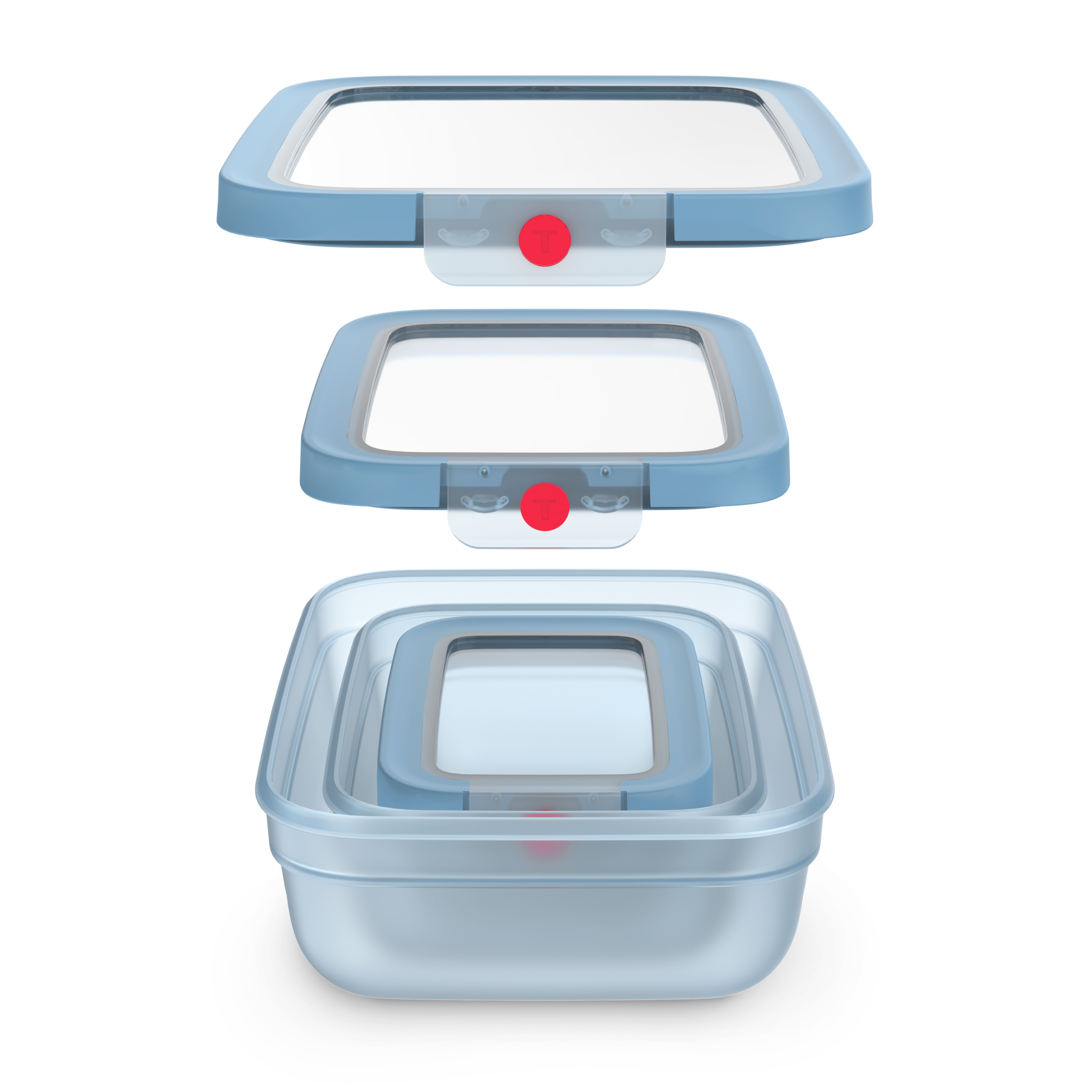 oneClick N1230210 vershoudbakje 3-delige set blauw (0,5L/1,2L/2,3L)