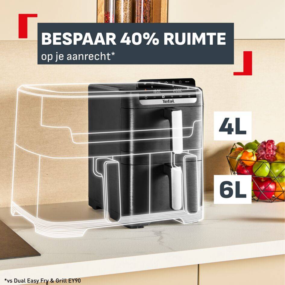 Easy Fry Crispy Stack EY7528 10L dubbele air fryer - 7 programma's