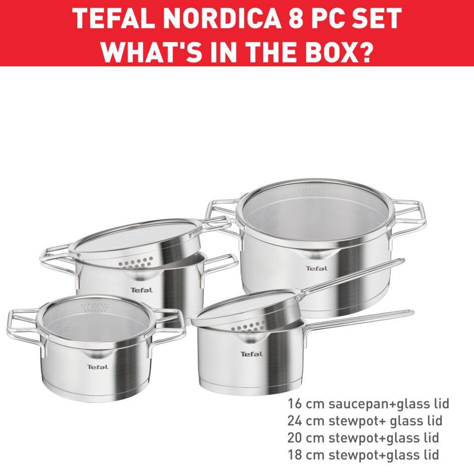Nordica 4-delig (steelpan 16 cm, kookpan 18/20/24 cm) - inductie
