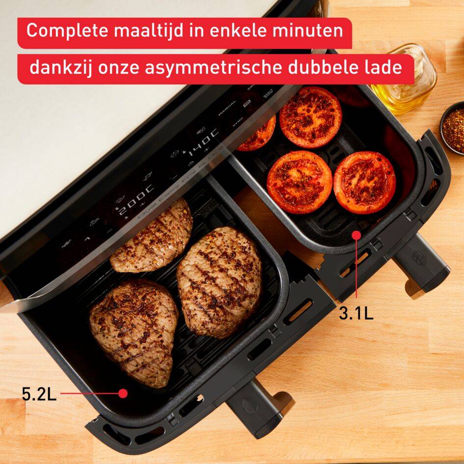 Easy Fry & Grill Dual EY905D 8,3L heteluchtfriteuse met dubbele lades rvs